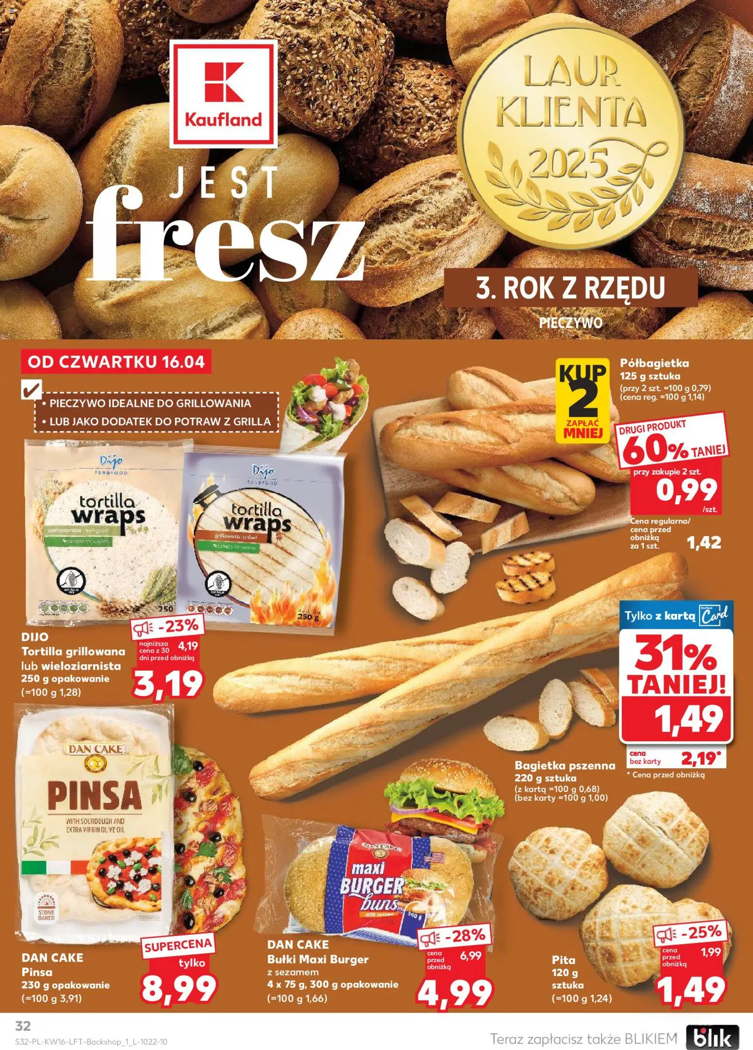 Kaufland gazetka od 16.04.2026 | Strona: 32 | Produkty: Pieczywo, Tortilla, Pinsa, Pita