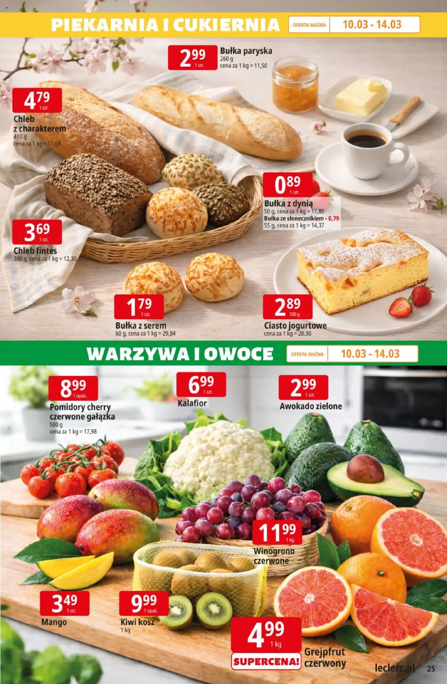 E.Leclerc gazetka od 10.03.2026 | Strona: 25 | Produkty: Mango, Dynia, Bułka, Owoce