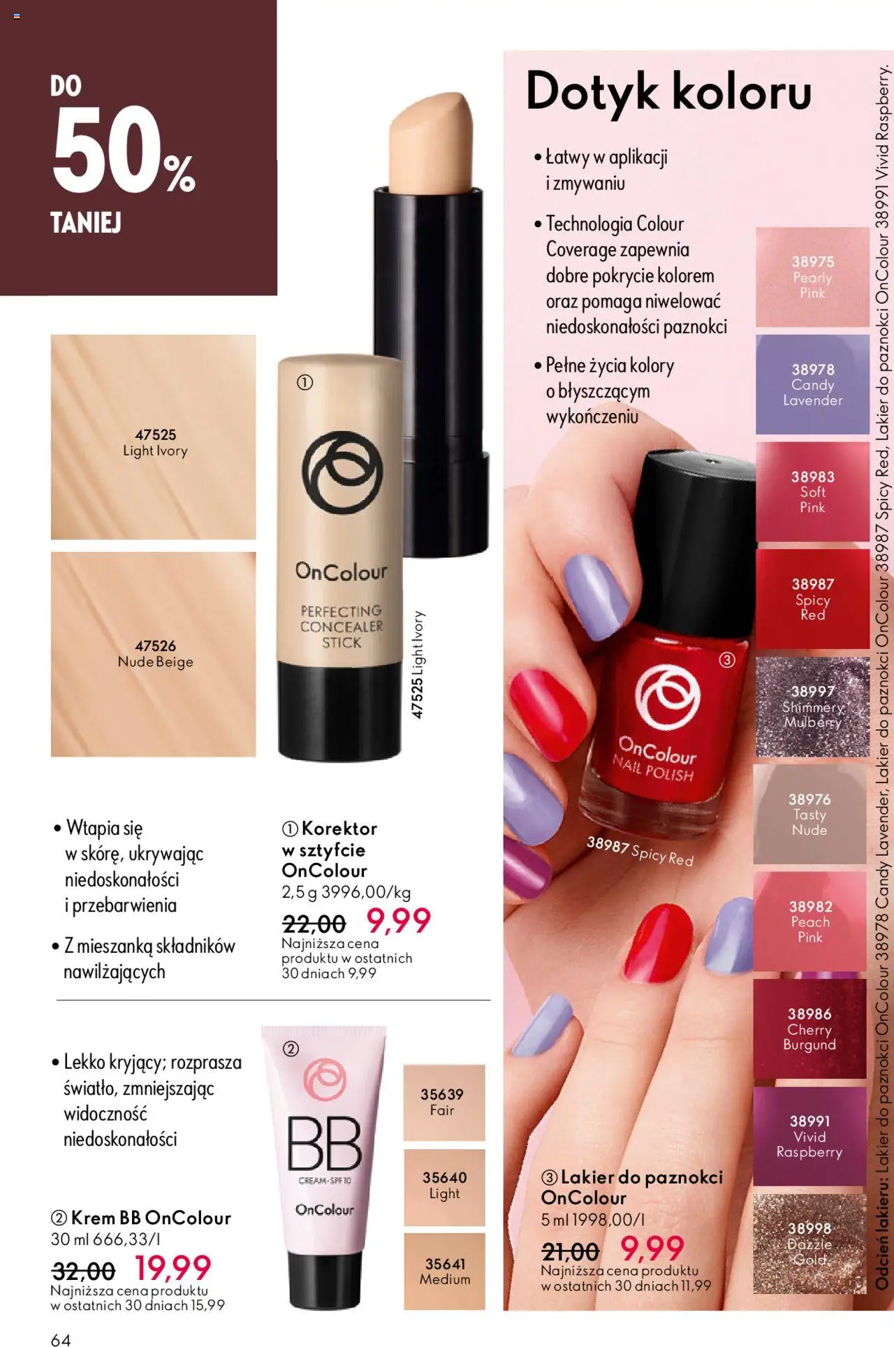 Oriflame Katalog 13 2025 od 07.09.2025 | Strona: 64 | Produkty: Korektor, krem BB, Lakier do paznokci, Krem