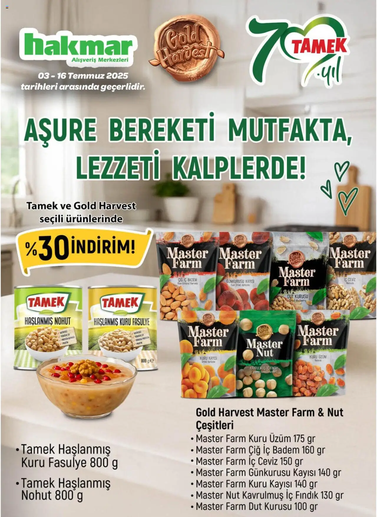 Hakmar Aşure İndirim - 03.07.2025 tarihinden itibaren geçerlidir | Sayfa: 1 | Ürünler: Süt, Badem, Kuru üzüm, Ceviz