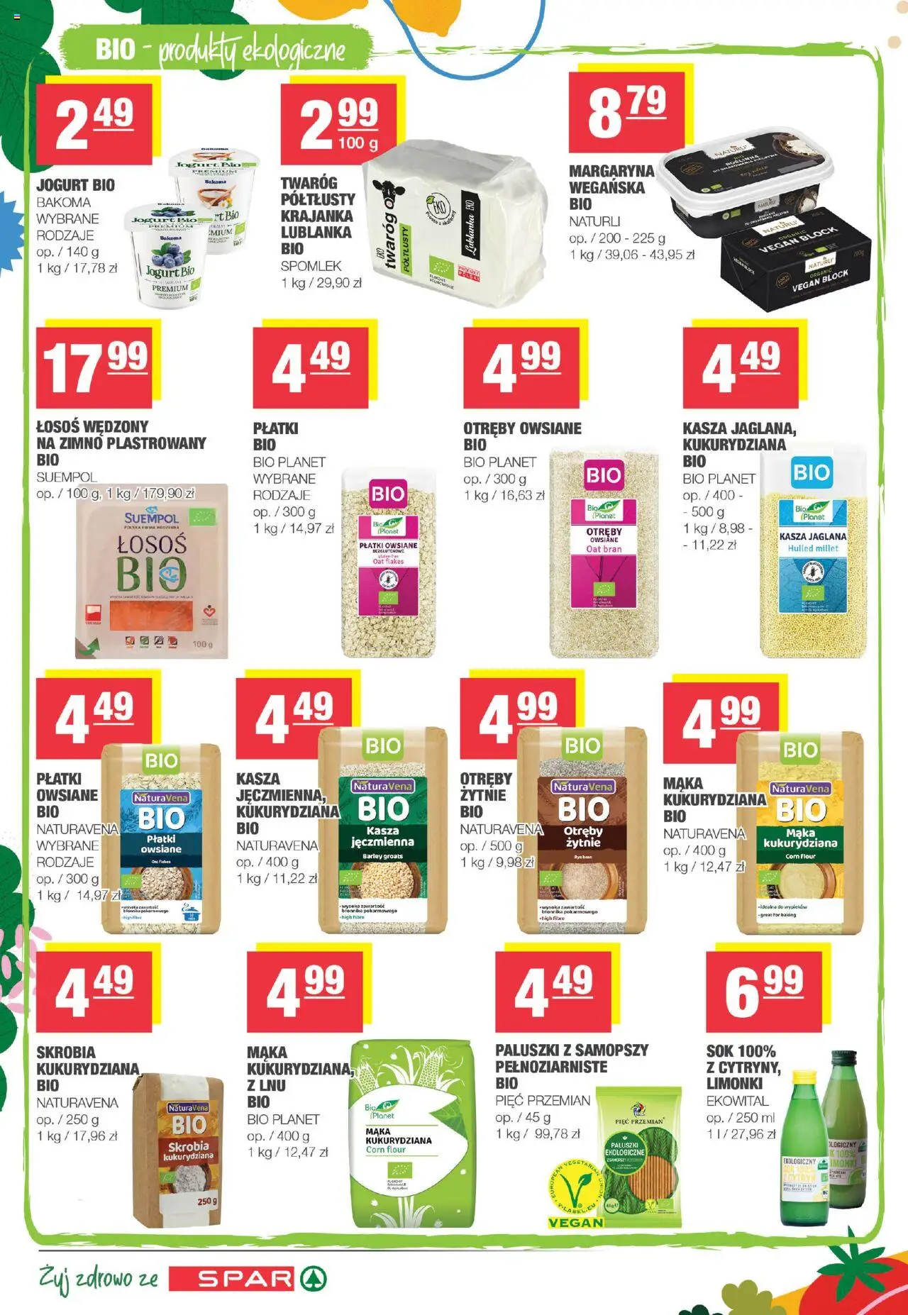 Spar Gazetka - Żyj zdrowo od 10.09.2025 | Strona: 2 | Produkty: Łosoś wędzony, Sok, Płatki, Kasza jaglana