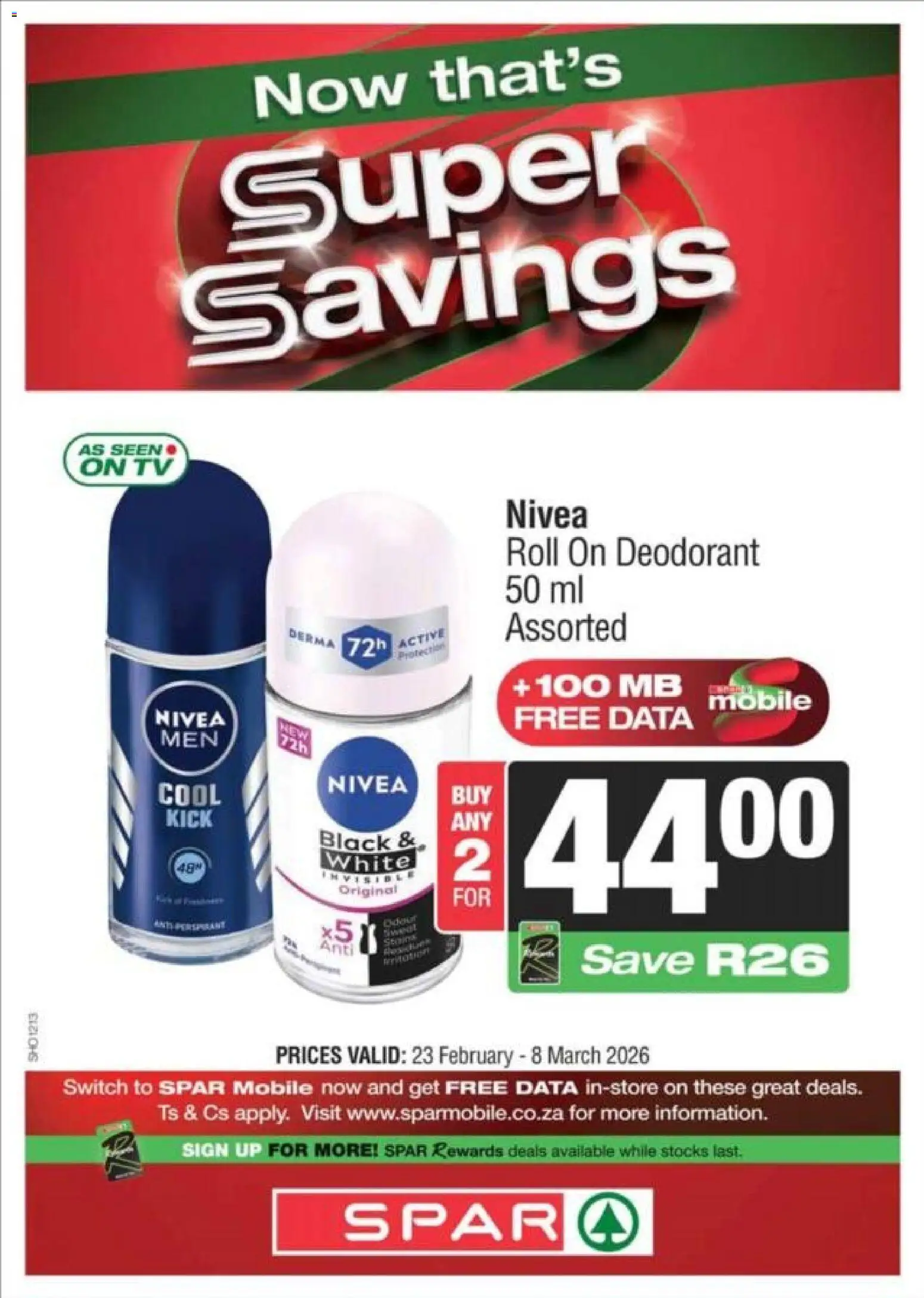 New Superspar catalogue – valid from 23.02.2026 | Page: 7 | Products: Data, TV, Switch, Deodorant