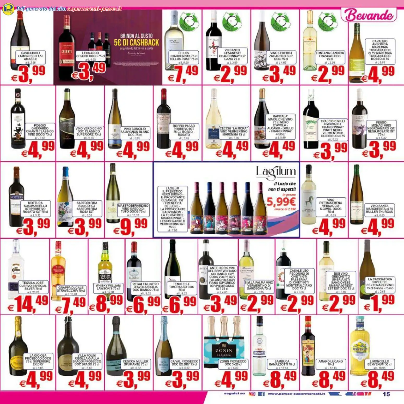 Volantino Pewex del 07.04.2026 | Pagina: 15 | Prodotti: Vino, Tequila, Spumante, Grappa