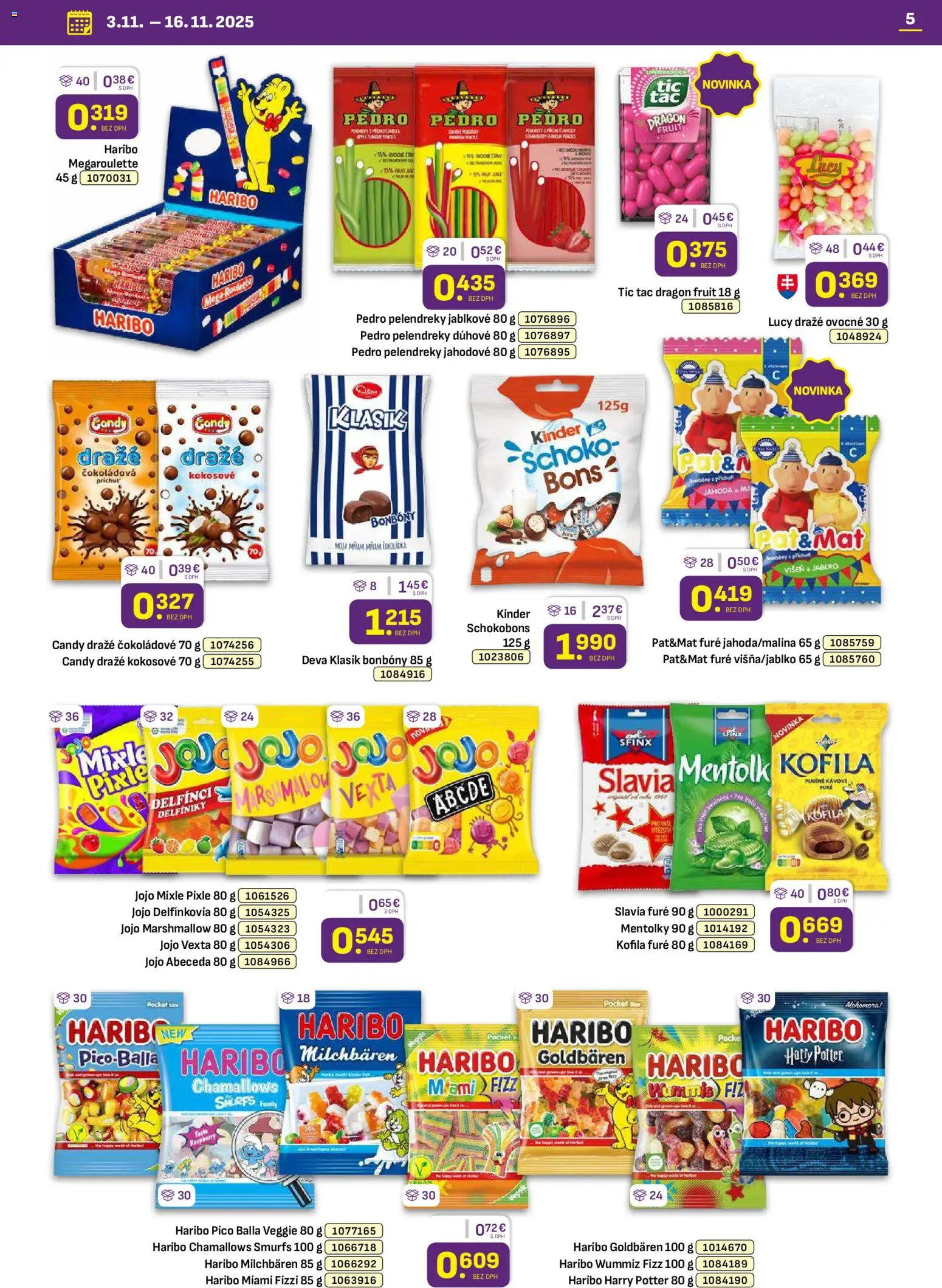 Nové Libex akcie – leták je platný od 03.11.2025 | Strana: 5 | Produkty: Kinder