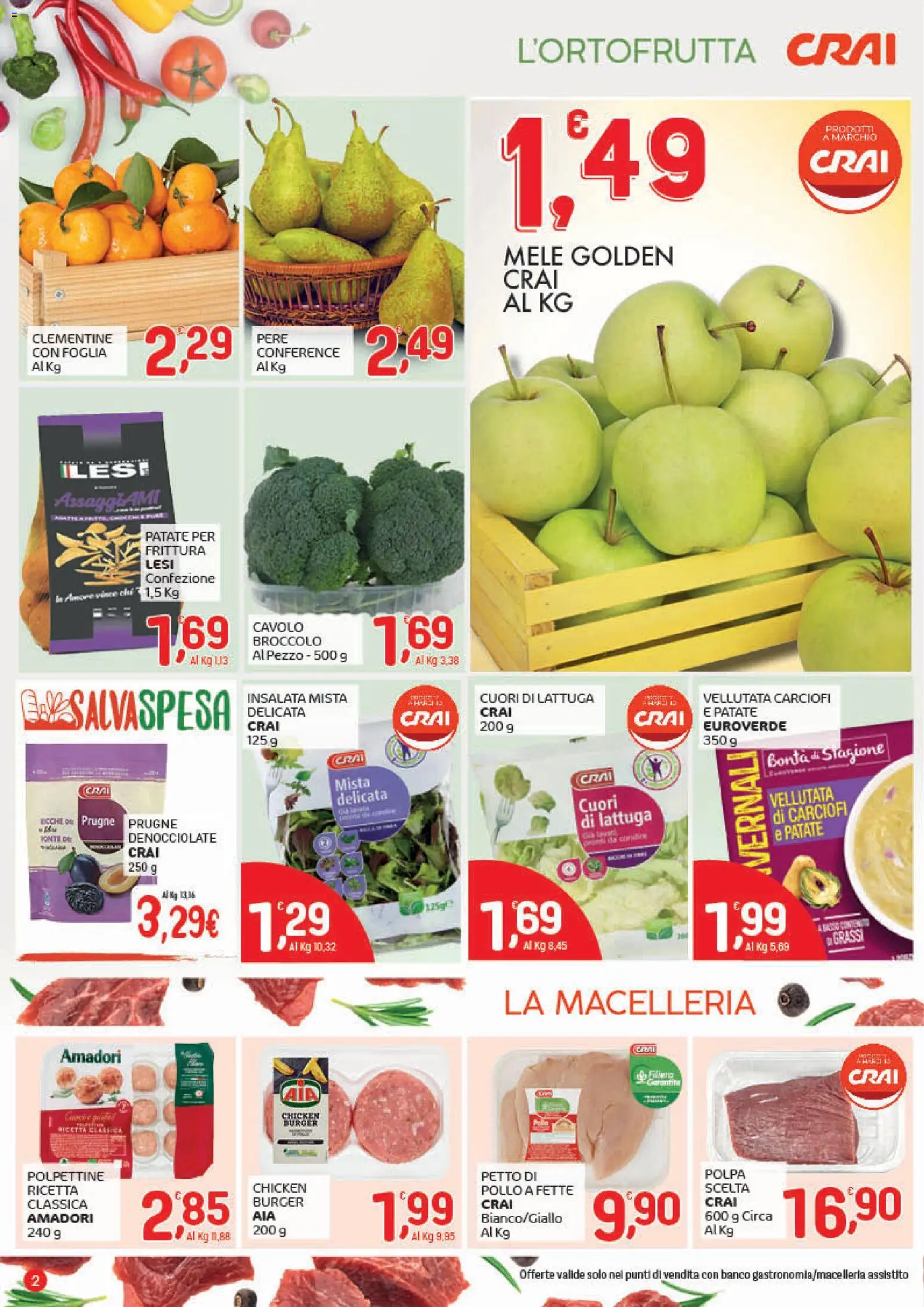 Volantino CRAI del 30.10.2025 | Pagina: 2 | Prodotti: Pollo, Insalata, Cavolo, Lattuga
