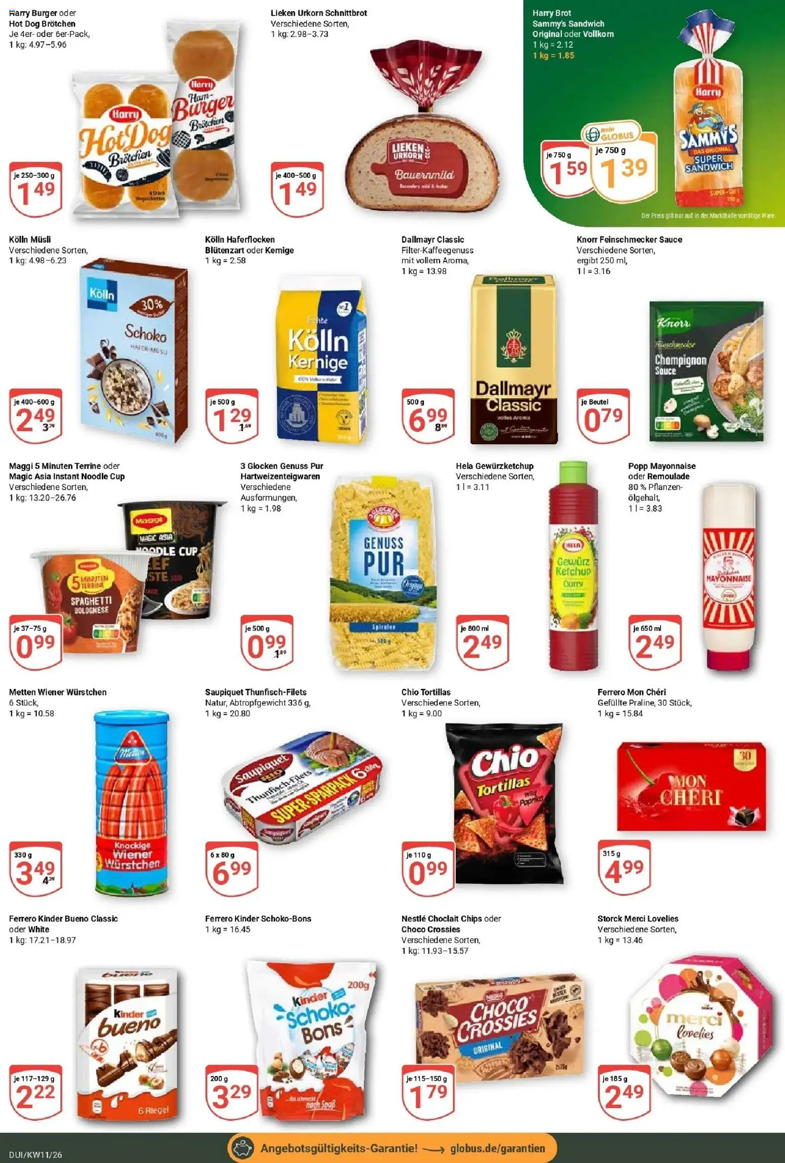 Globus prospekt Duisburg	 – gültig ab 09.03.2026 | Seite: 3 | Produkte: Kolln haferflocken, Dallmayr, Mayonnaise, Mon cheri