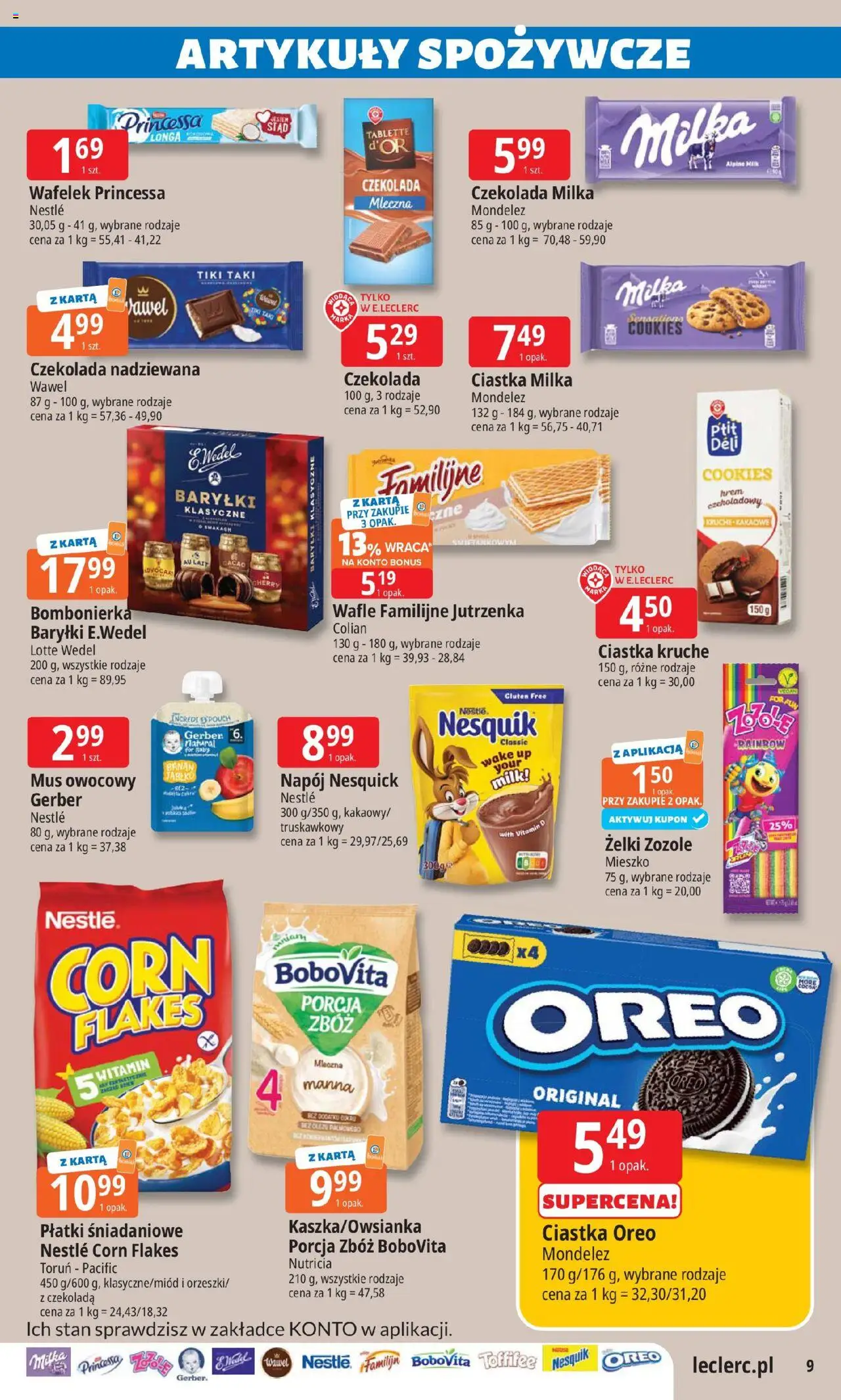 E.Leclerc Gazetka - Elbląg od 05.08.2025 | Strona: 9 | Produkty: Wafle, Ciastka kruche, Płatki, Corn Flakes