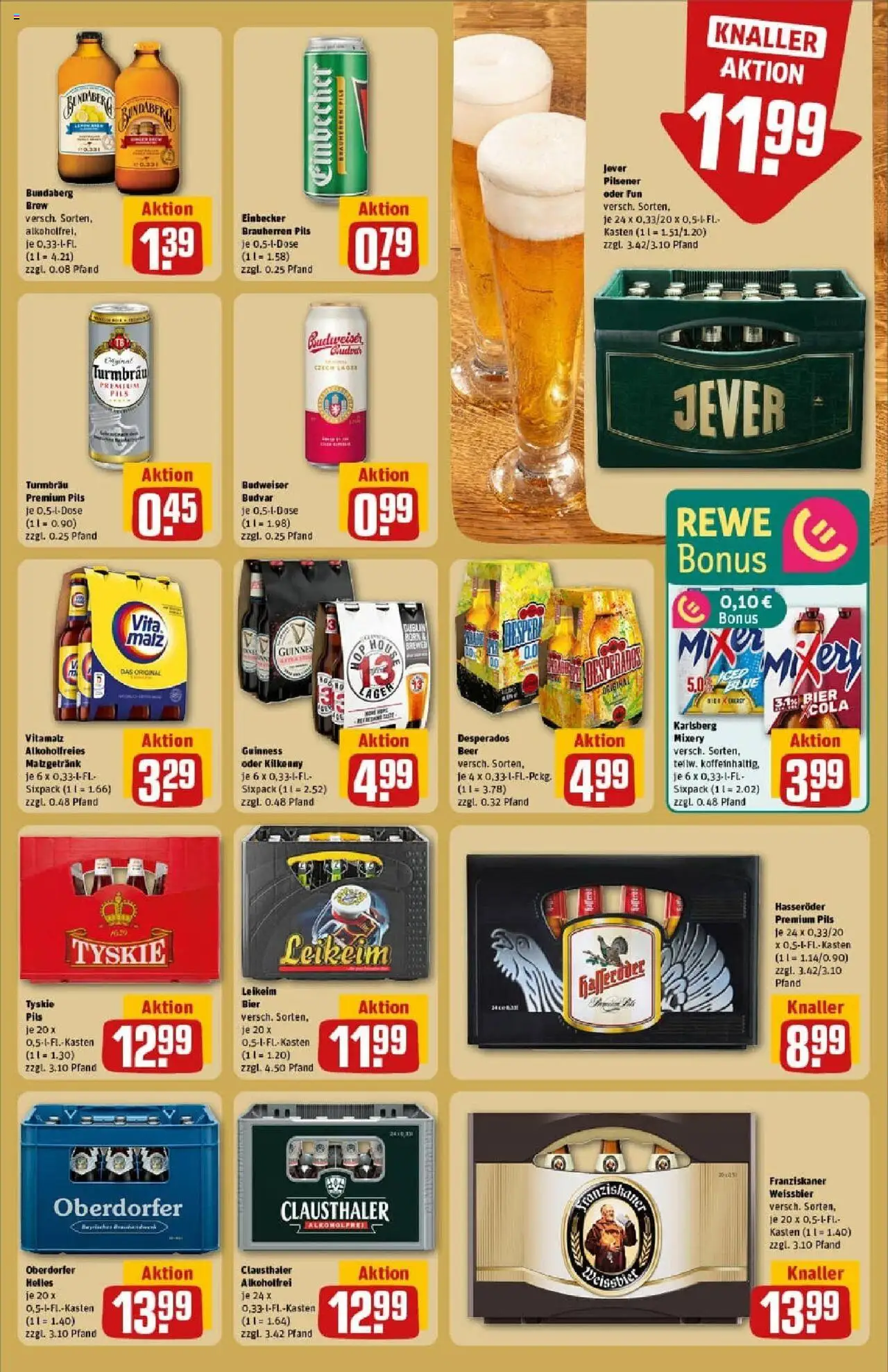 Rewe prospekt Bielefeld	 – gültig ab 19.10.2025 | Seite: 21 | Produkte: Franziskaner, Mixer, Desperados, Budweiser