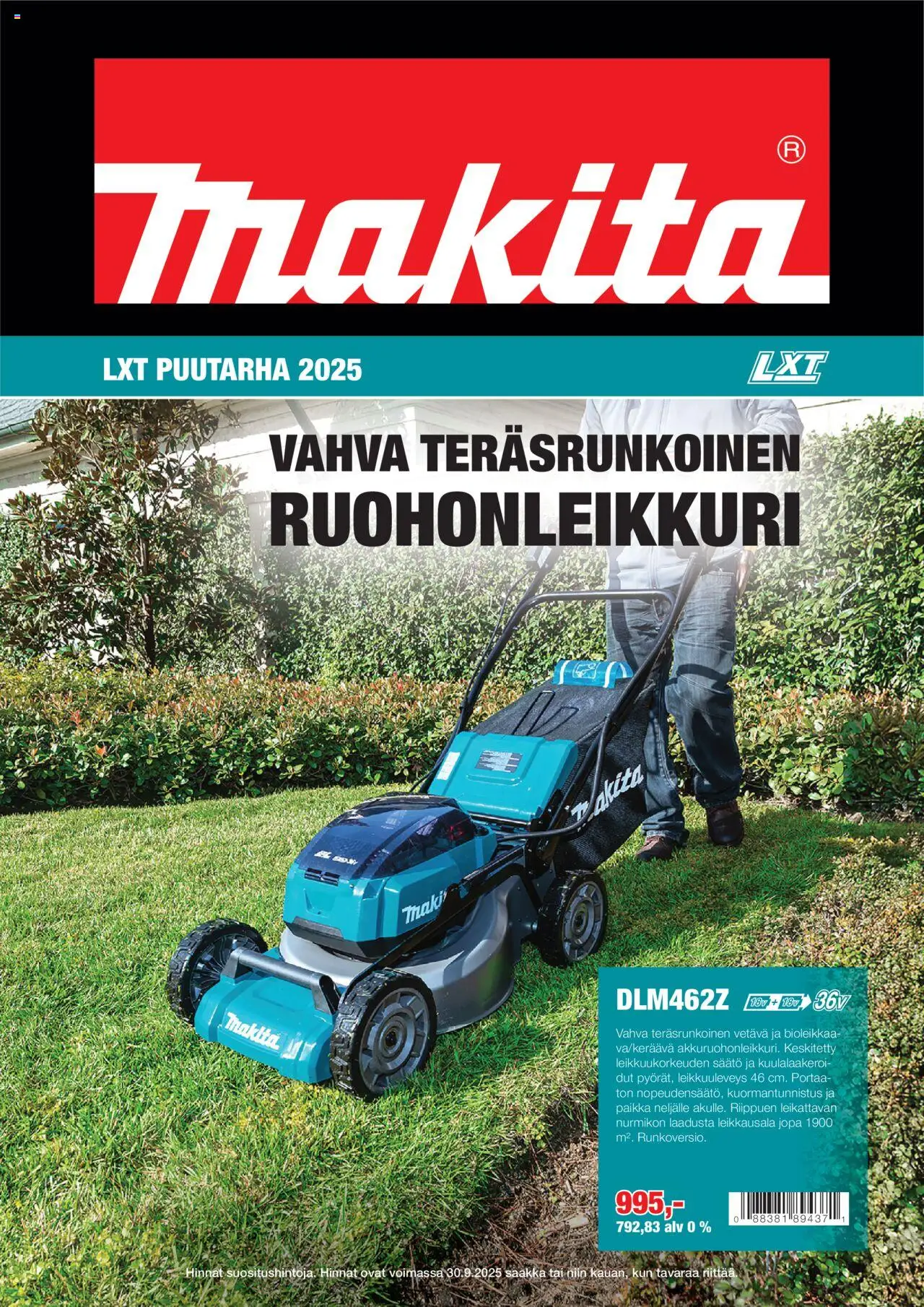 Makita tarjoukset - LXT Puutarha 2025 – voimassa 08.05.2025 alkaen | Sivu: 1 | Tuotteet: Ruohonleikkuri