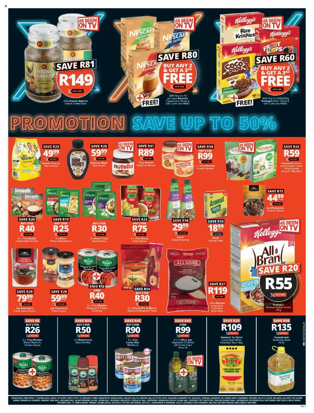 New Checkers catalogue – valid from 17.10.2025 | Page: 5 | Products: TV, Pasta sauce, Oil, Beet