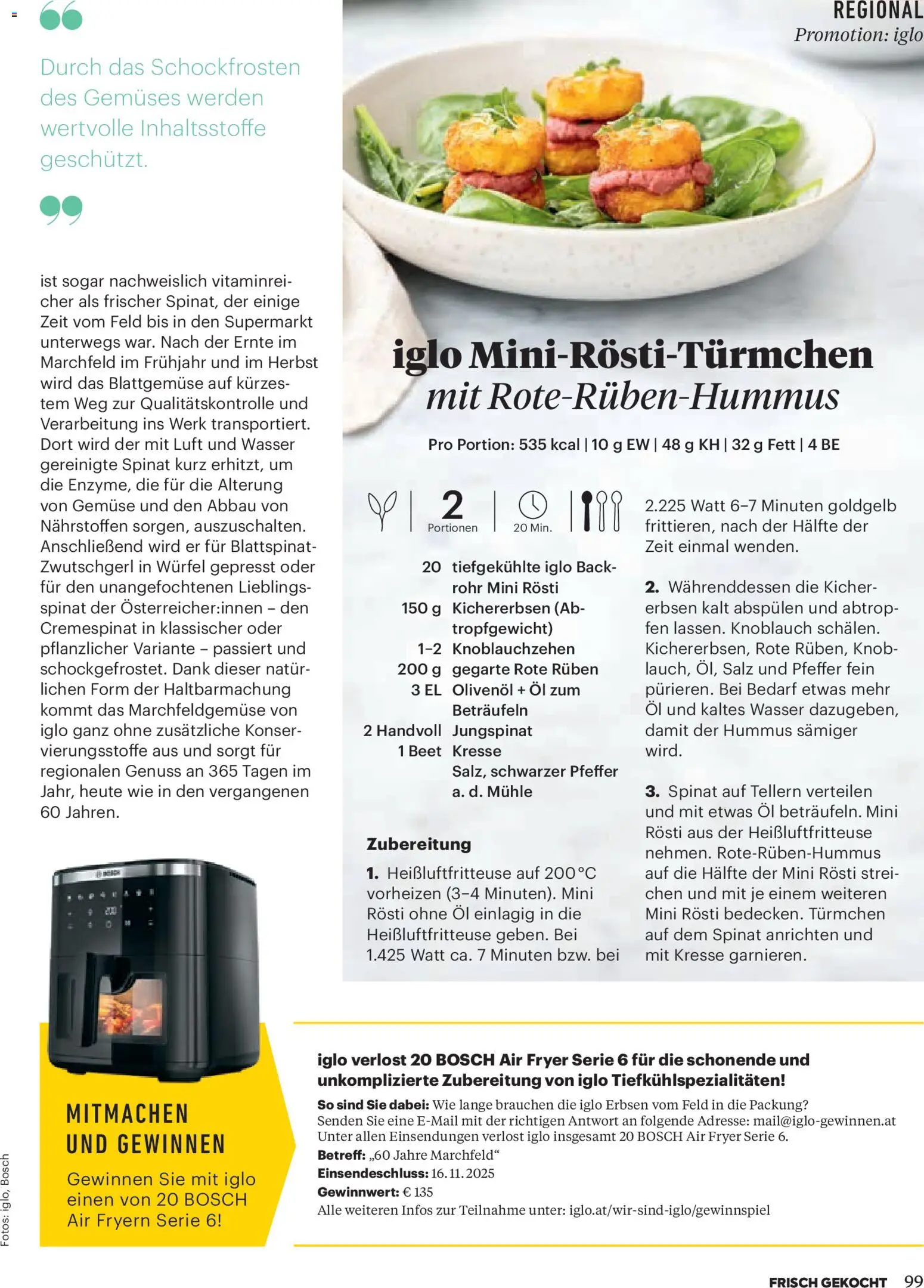 Billa  Frisch Gekocht gültig ab 01.11.2025 | Seite: 95 | Produkte: Wasser, Knoblauch, Erbsen, Öl