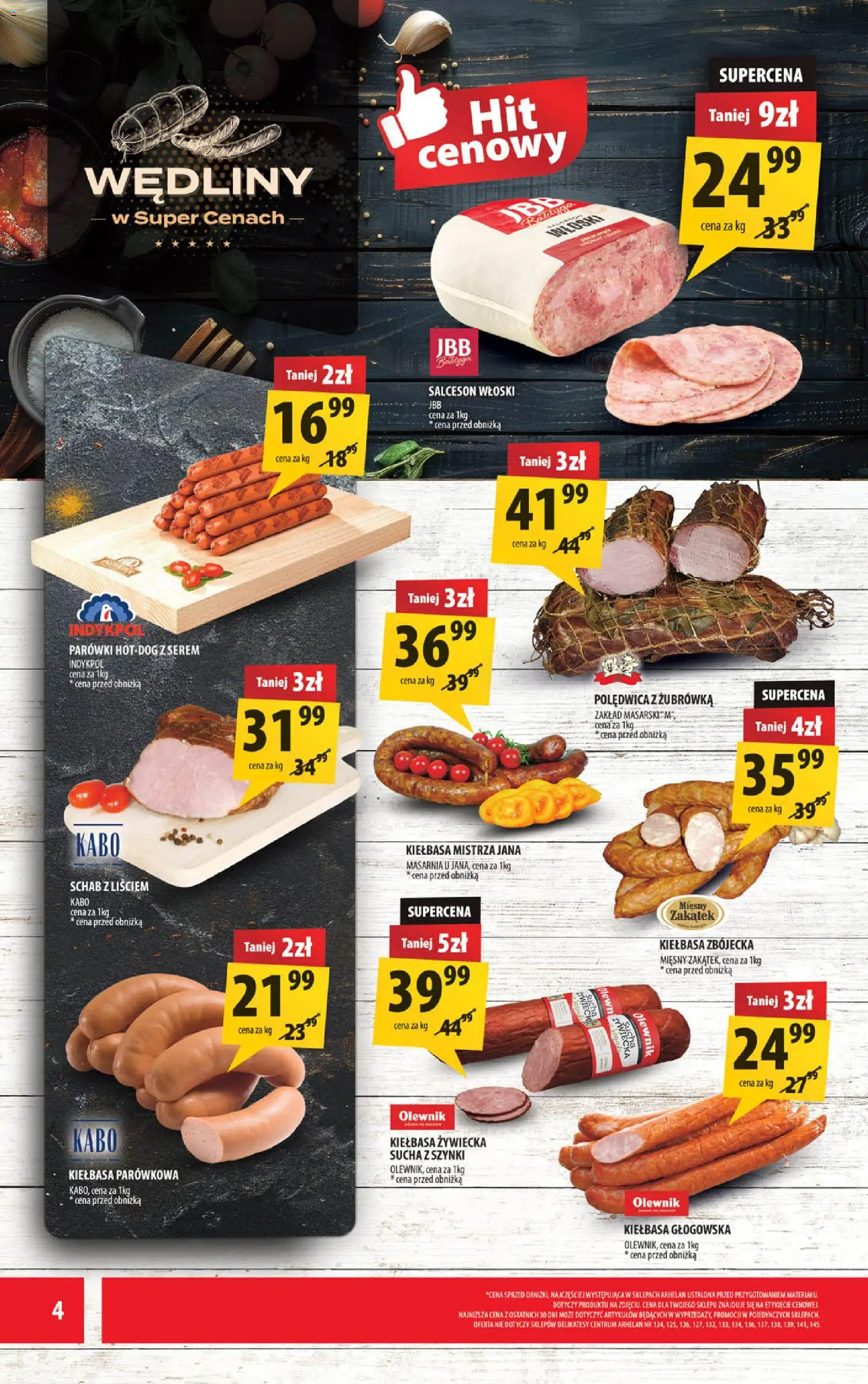 Arhelan gazetka od 08.04.2026 | Strona: 4 | Produkty: Schab, Parówki, Delikatesy, Wędliny