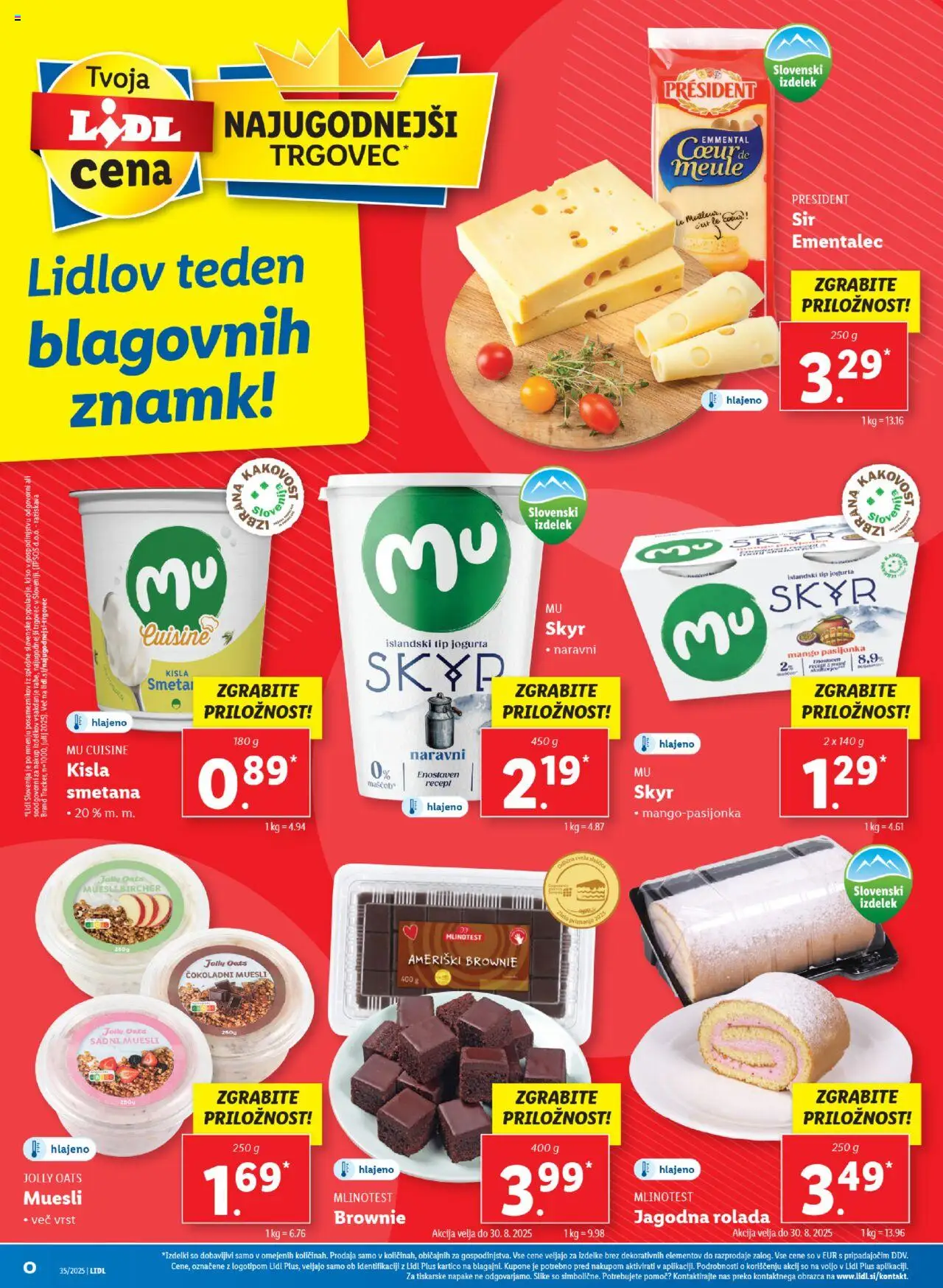 Lidl katalog │ velja od 28.08.2025 | Stran: 8 | Izdelki: Ementalec, Muesli, Rolada, Smetana