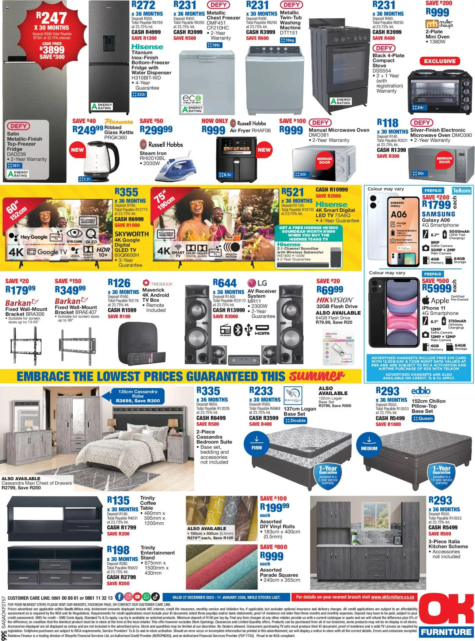 New OK Furniture catalogue – valid from 27.12.2025 | Page: 2 | Products: Smartphone, Oven, Fryer, Subwoofer