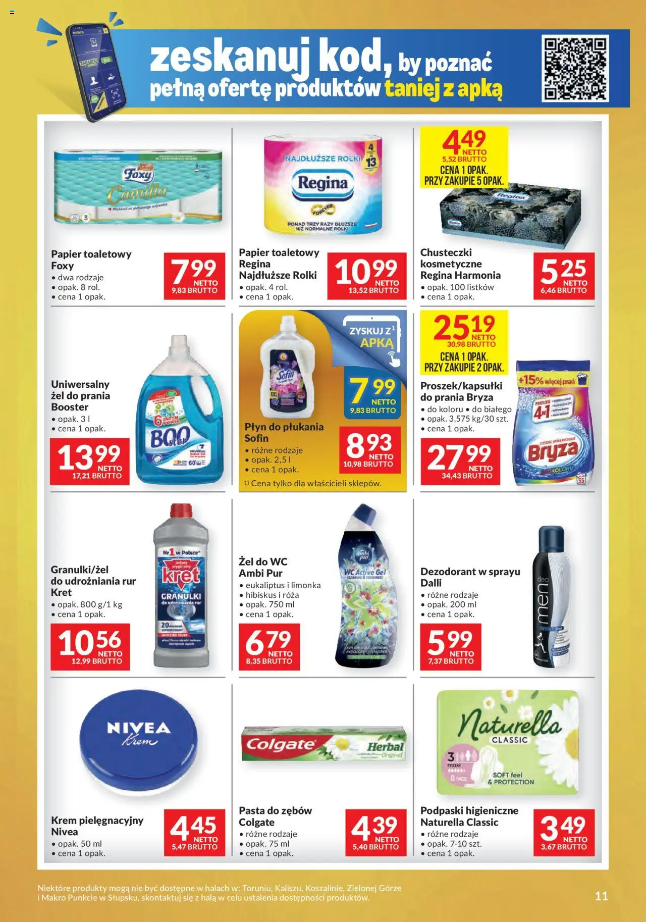 Makro Gazetka - Mega oferty dla Twojego Sklepu od 19.08.2025 | Strona: 11 | Produkty: Papier toaletowy, Rolki, Podpaski, Pasta do zębów