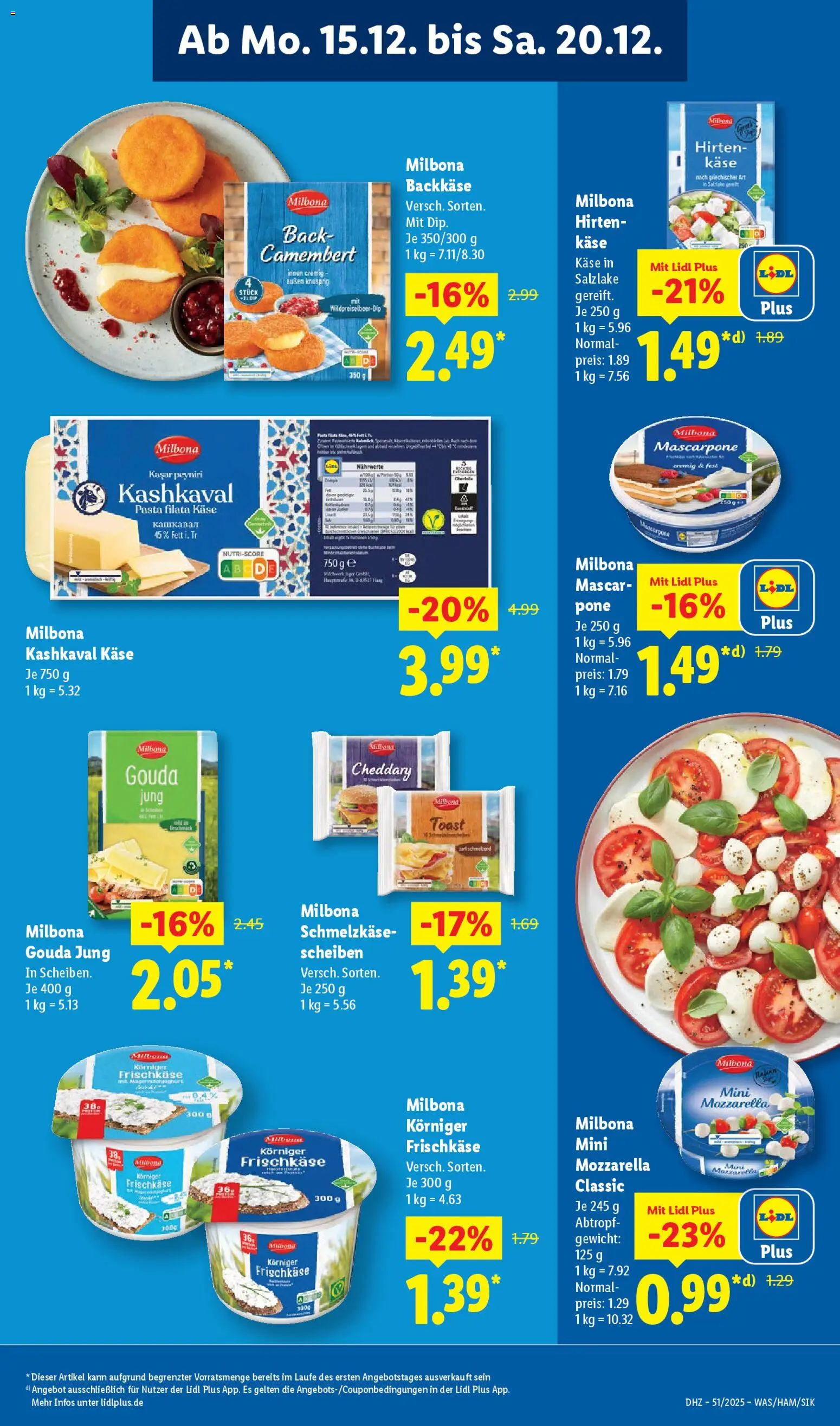 Lidl Prospekt Lüchow – gültig ab 15.12.2025 | Seite: 15 | Produkte: Käse, Mascarpone, Gouda, Frischkase