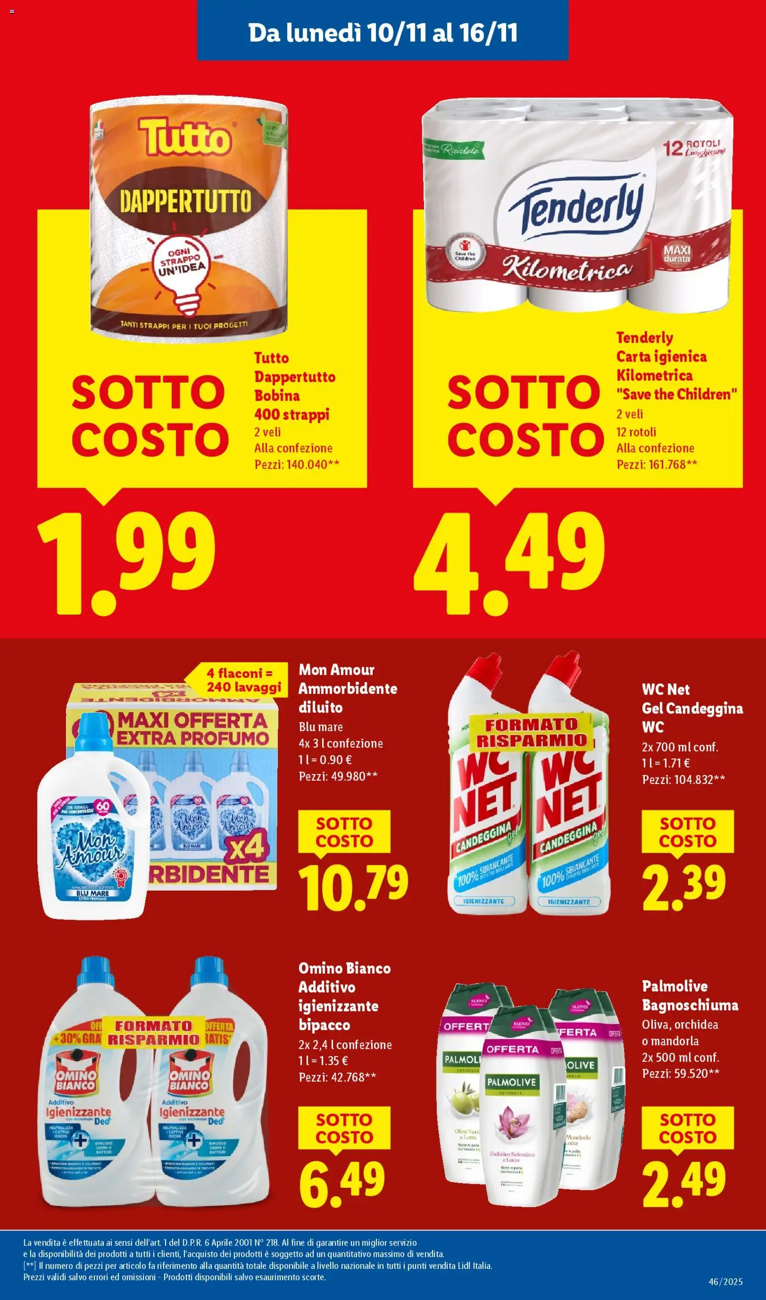 Volantino Lidl del 10.11.2025 | Pagina: 5 | Prodotti: Bagnoschiuma, Candeggina, Olive, WC