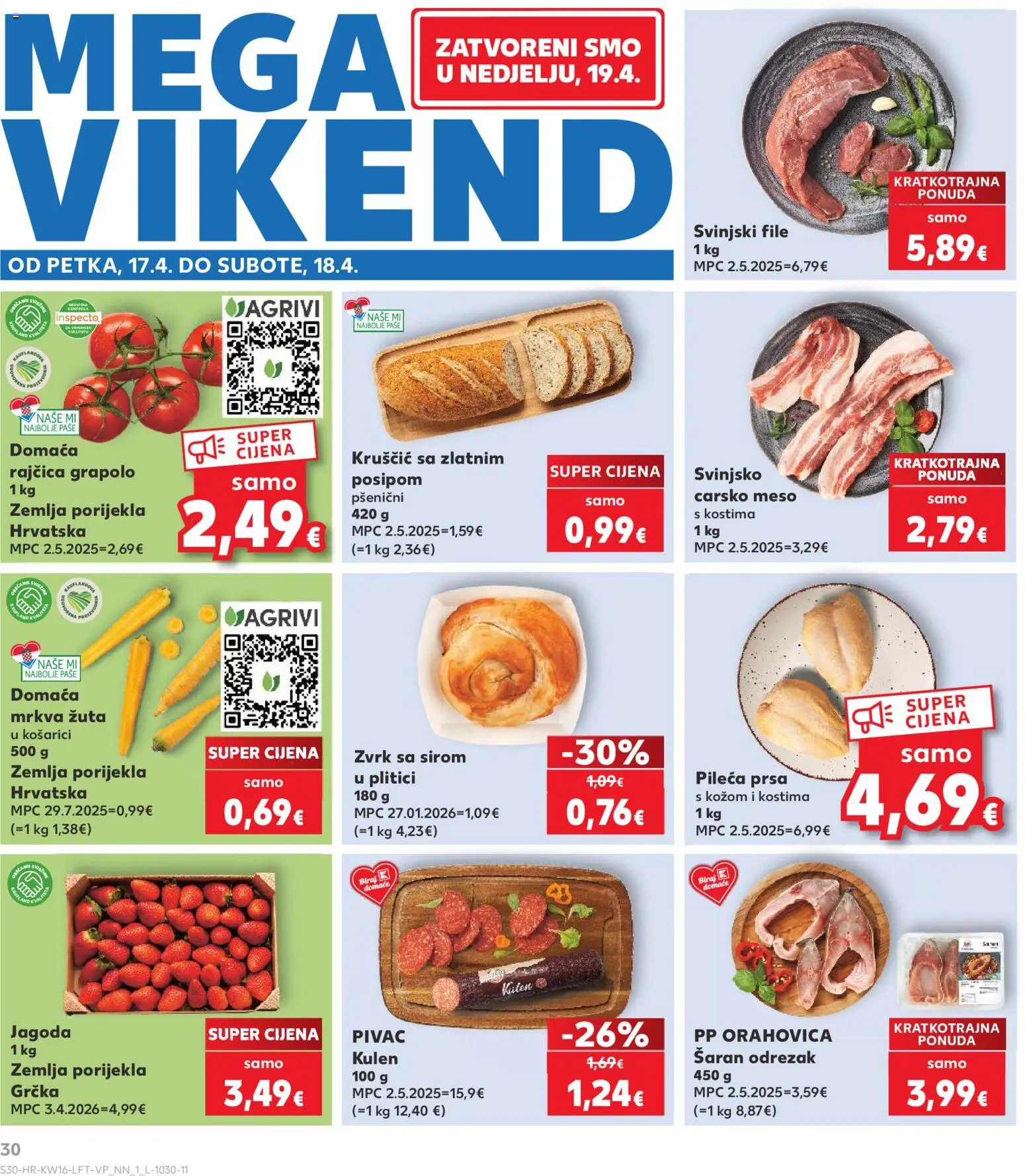 Kaufland katalog | vrijedi od 15.04.2026 | Stranica: 30 | Proizvodi: Meso, Mrkva, Svinjski file, Pileća prsa