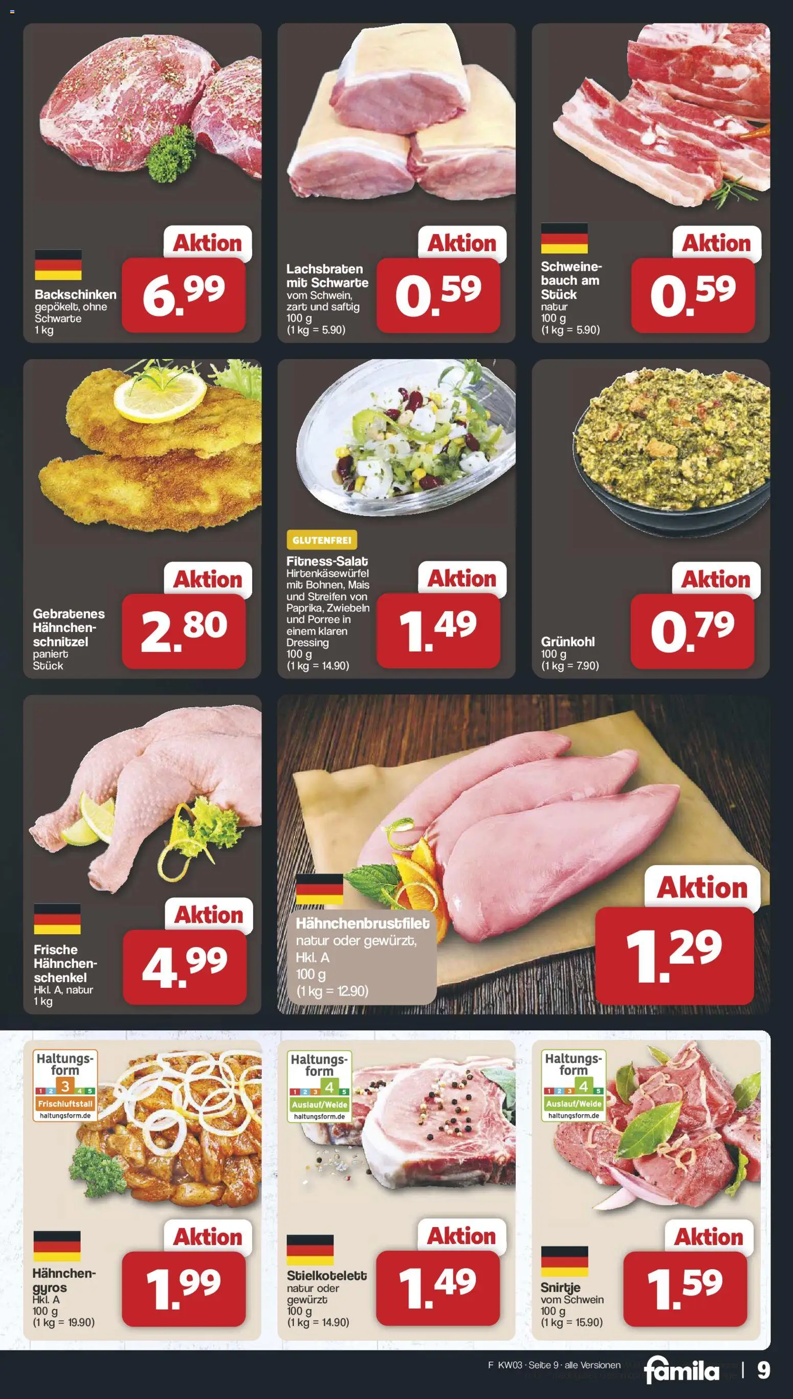 Famila Nordwest Prospekt 	 – gültig ab 12.01.2026 | Seite: 9 | Produkte: Hahnchen, Schnitzel, Gyros, Zwiebeln