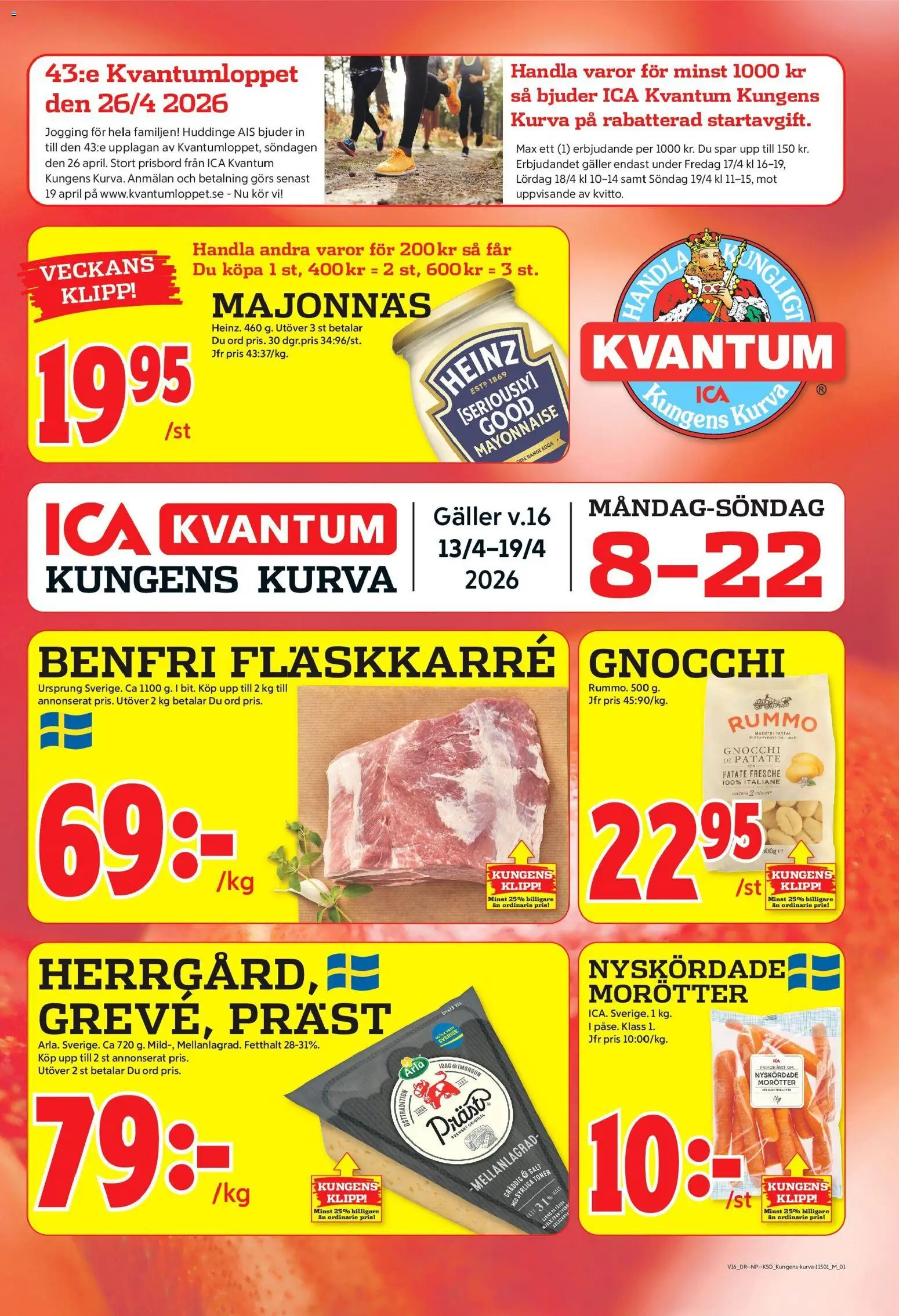 ICA Kvantum reklamblad aktuell från 13.04.2026 | Sida: 1 | Produkter: Salt, Galler, Majonnäs, Mjölk