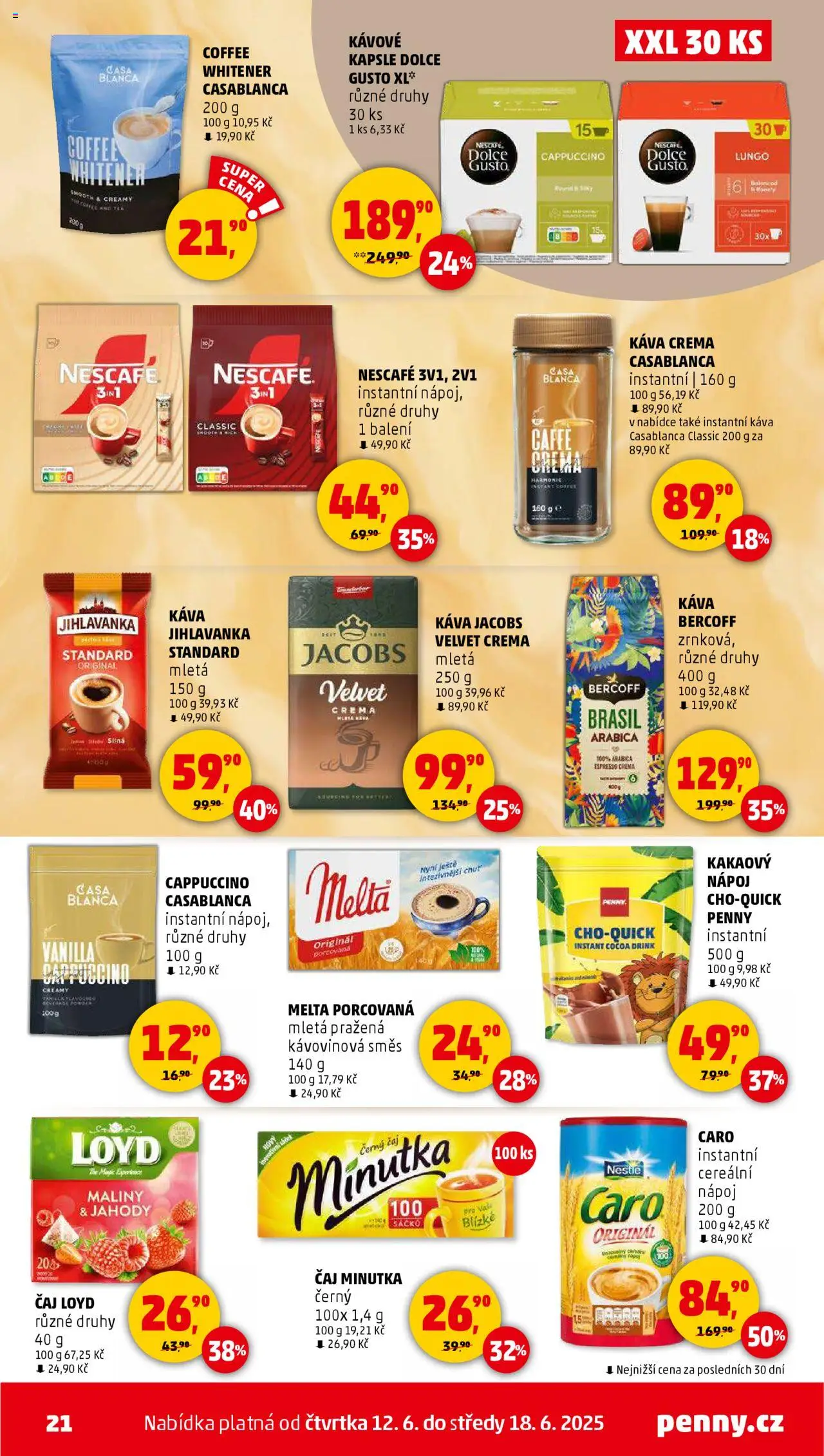 Penny Market leták - Čtvrtečník od 12.06.2025 | Strana: 21 | Produkty: Kávové kapsle, Instantní káva, Minutka, Maliny