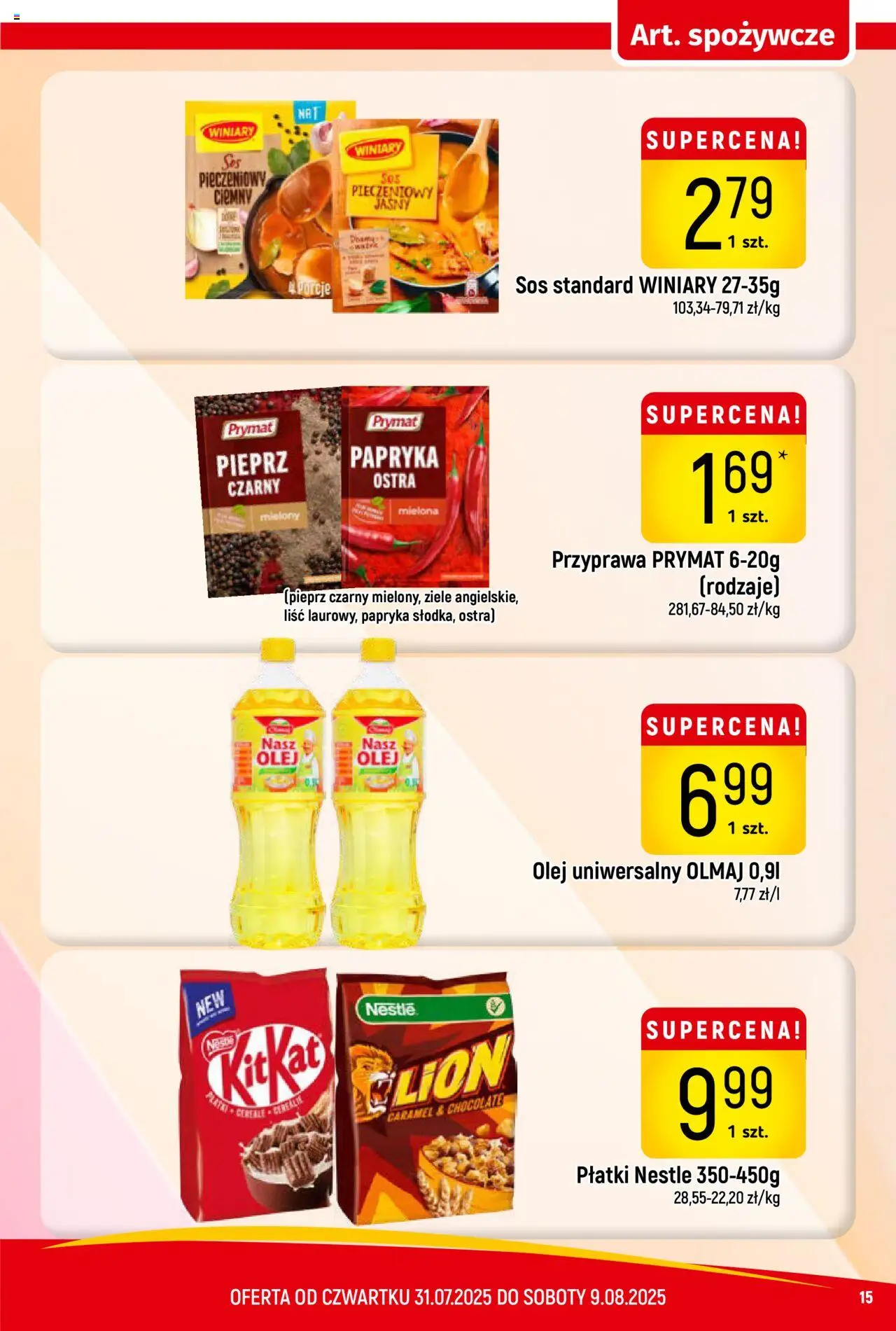 Piotruś Pan Gazetka od 31.07.2025 | Strona: 15 | Produkty: Papryka, Olej, Płatki, Pieprz