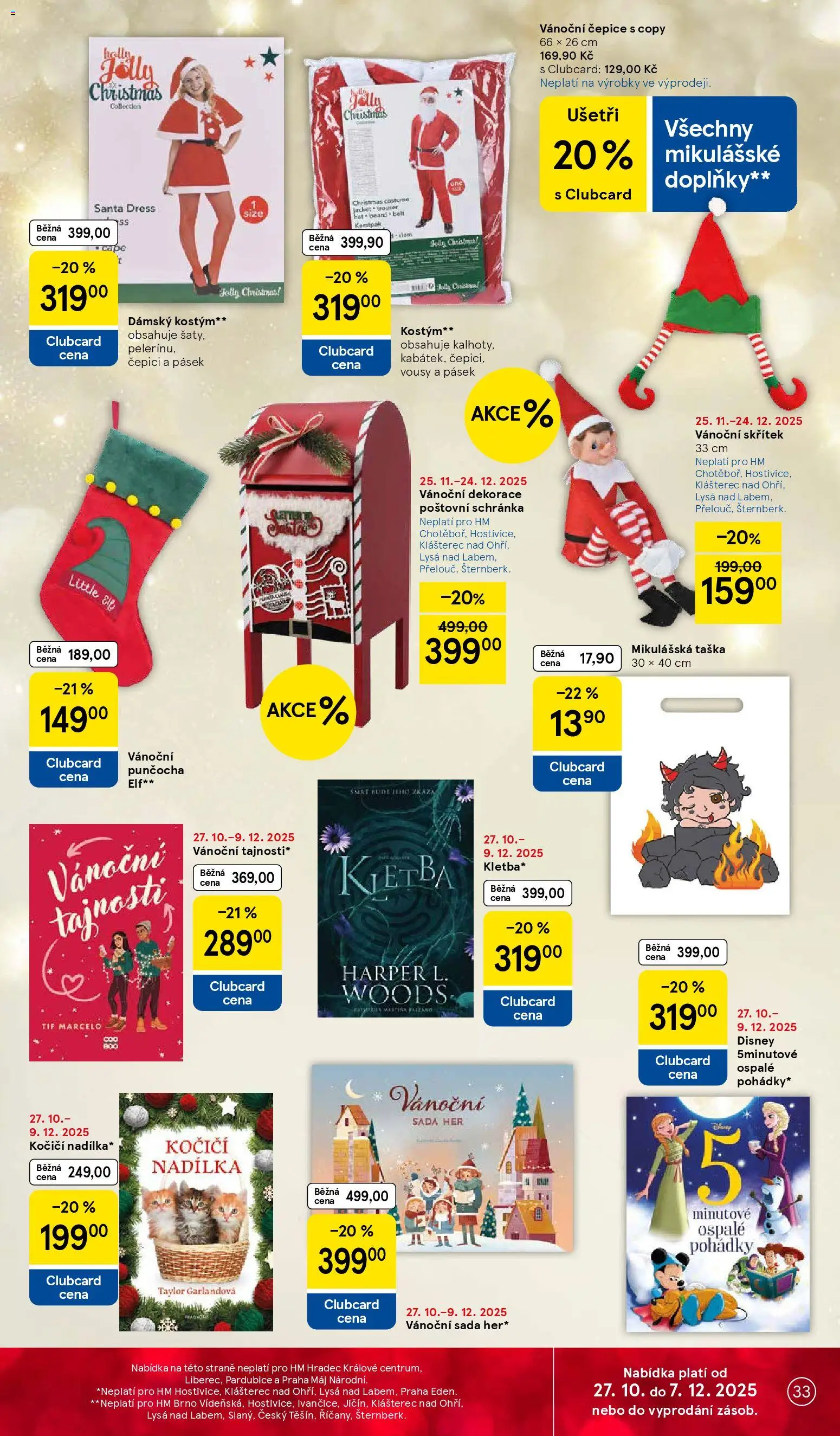 Tesco Black Friday od 26.11.2025 | Strana: 33 | Produkty: Čepice, Poštovní schránka, Taška, Vánoční dekorace