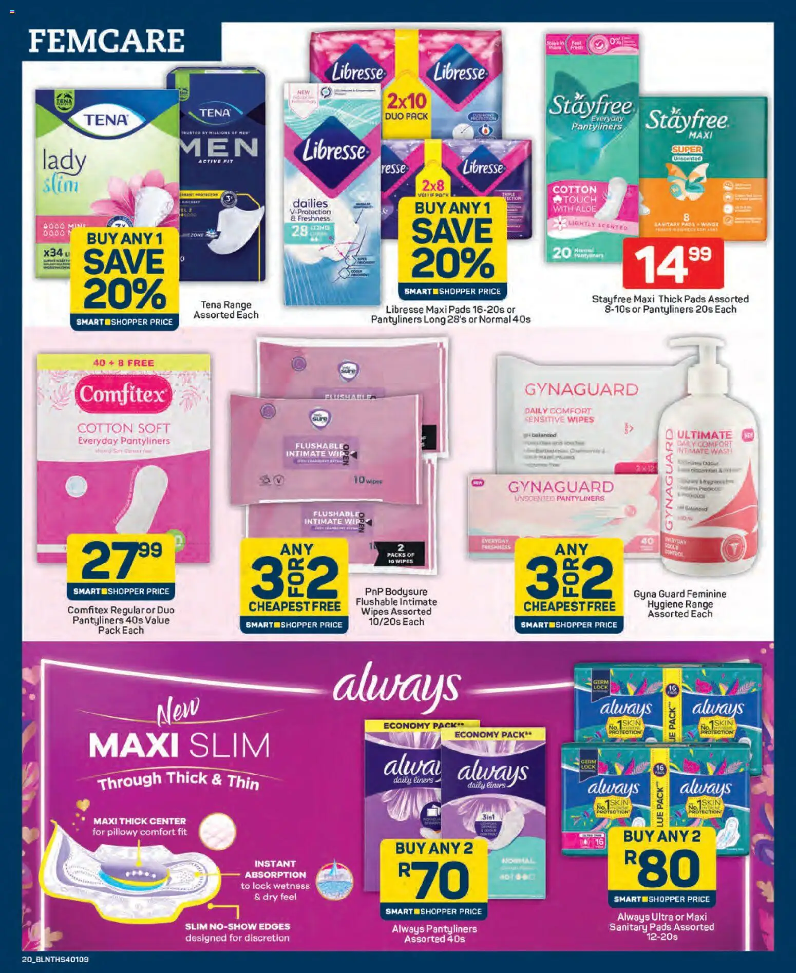 New Pick n Pay catalogue – valid from 25.03.2026 | Page: 20 | Products: Intimate wash, Lock, Pads