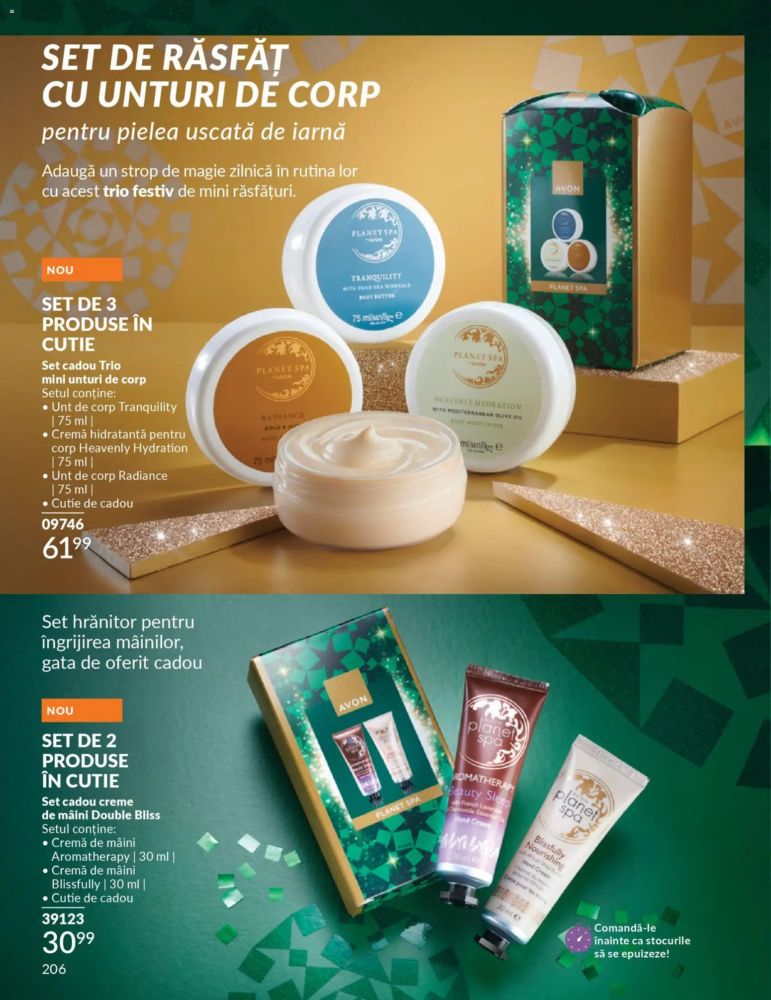 Noul catalog Avon – valabil de la 01.12.2025 | Pagină: 206 | Produse: Unt de corp, Arapsaçı, Cutie, Cremă de mâini