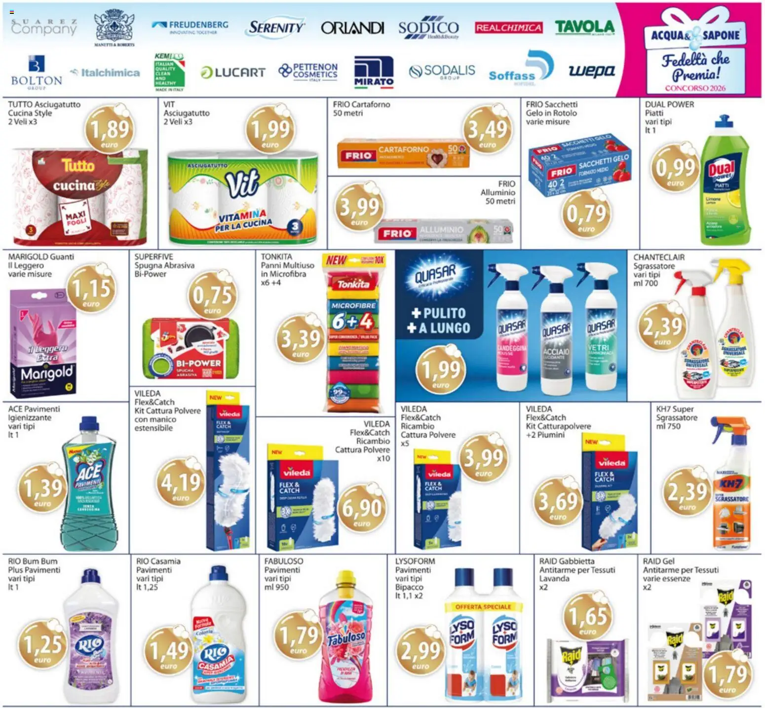 Volantino Acqua e Sapone del 20.04.2026 | Pagina: 17 | Prodotti: Spugna, Candeggina, Sgrassatore, Asciugatutto