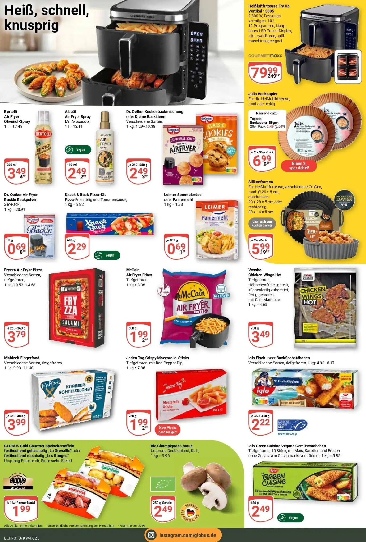 Globus prospekt Hamburg	 – gültig ab 17.11.2025 | Seite: 15 | Produkte: Fisch, Salami, Pizza, Heißluftfritteuse