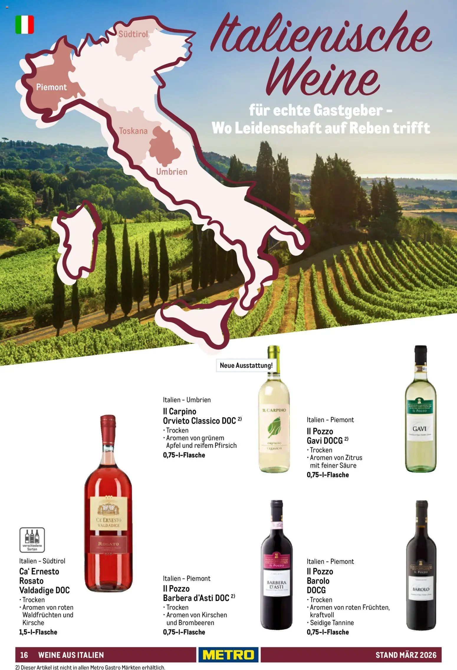 Metro Hauswein-Katalog – gültig ab 03.03.2026 | Seite: 16 | Produkte: Äpfel, Kirschen, Pfirsich