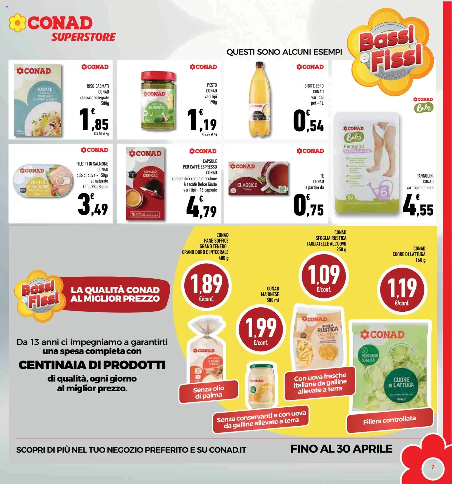 Volantino Conad del 11.03.2026 | Pagina: 7 | Prodotti: Pannolini, Pane, Tè, Bibite