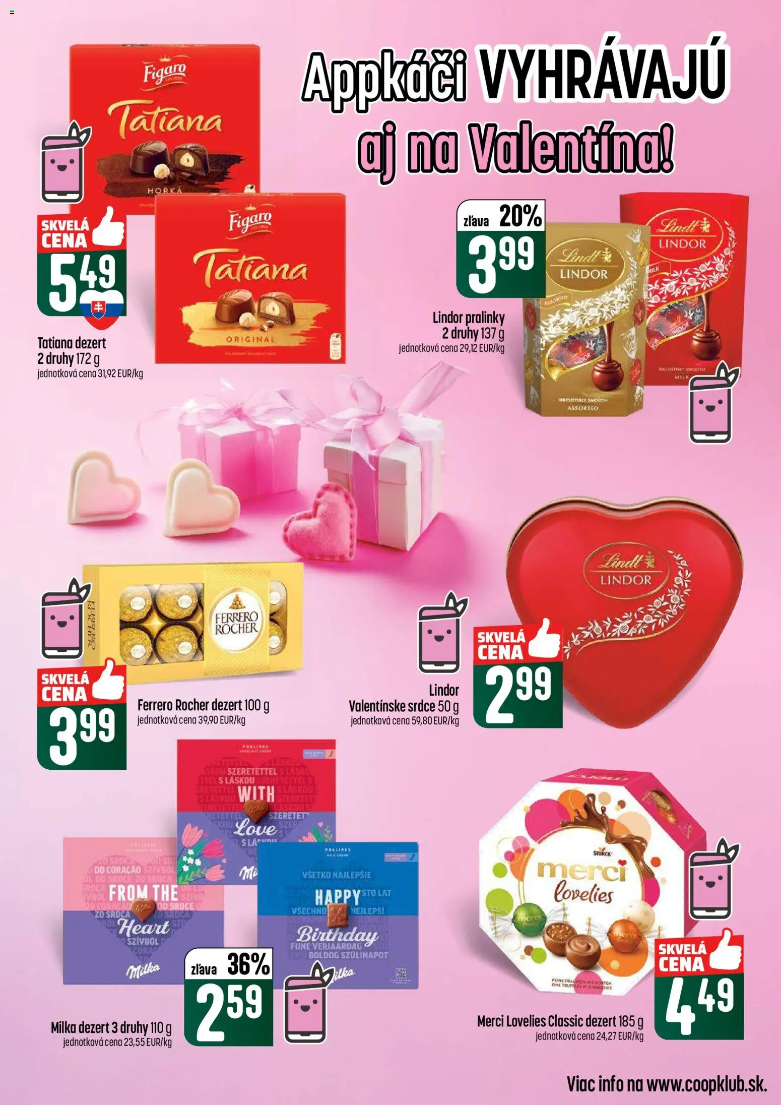 Nové COOP Jednota akcie – leták je platný od 12.02.2026 | Strana: 41 | Produkty: Lindor, Lindt, Milka, Ferrero Rocher