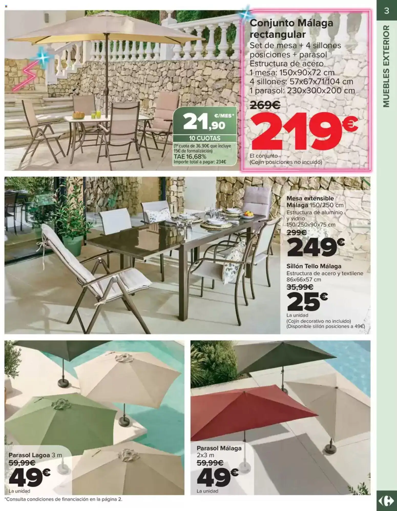 Carrefour Market Jardín │ válido desde el 14.04.2026 | Página: 3 | Productos: Muebles, Cojín, Sillón, Mesa