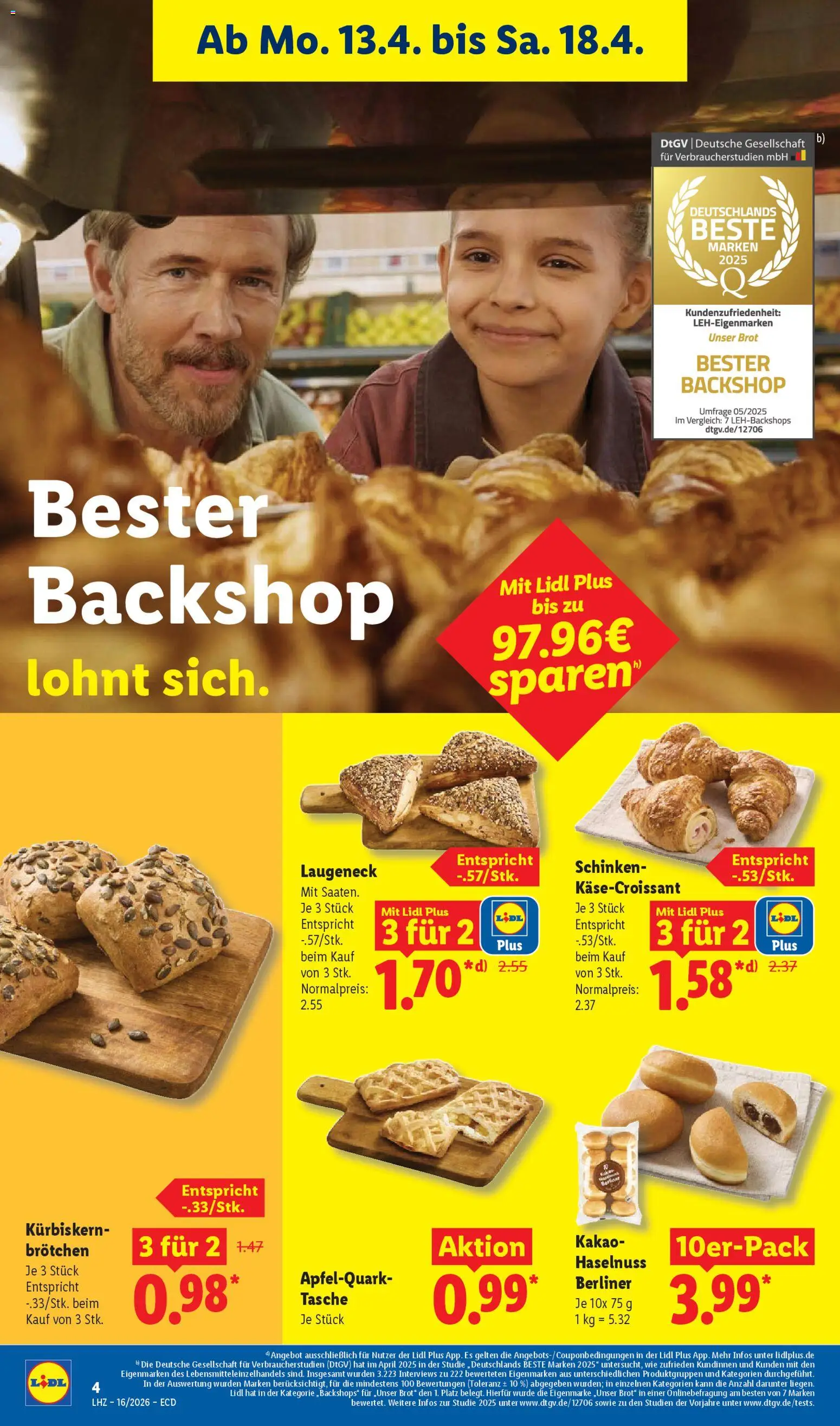 Lidl Prospekt – gültig ab 13.04.2026 | Seite: 10 | Produkte: Berliner, Tasche, Brot, Schinken