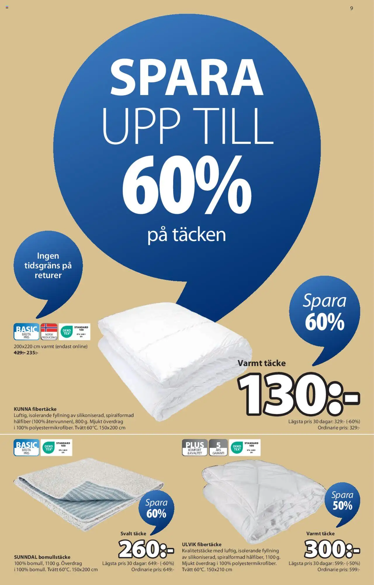 JYSK reklamblad aktuell från 04.08.2025 | Sida: 9 | Produkter: Täcke