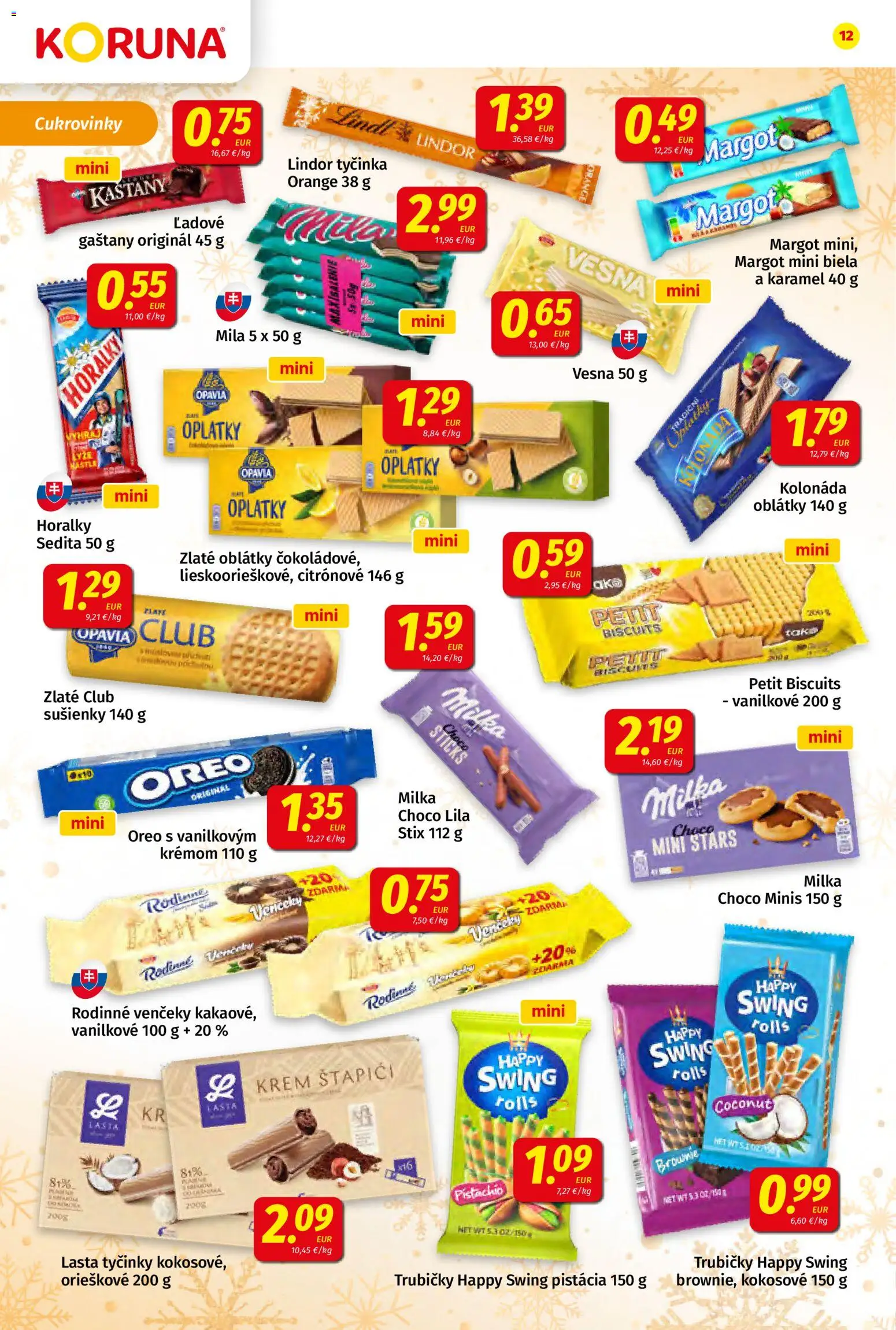 Nové Koruna akcie – leták je platný od 19.12.2025 | Strana: 12 | Produkty: Lindt, Krém, Milka, Horálky