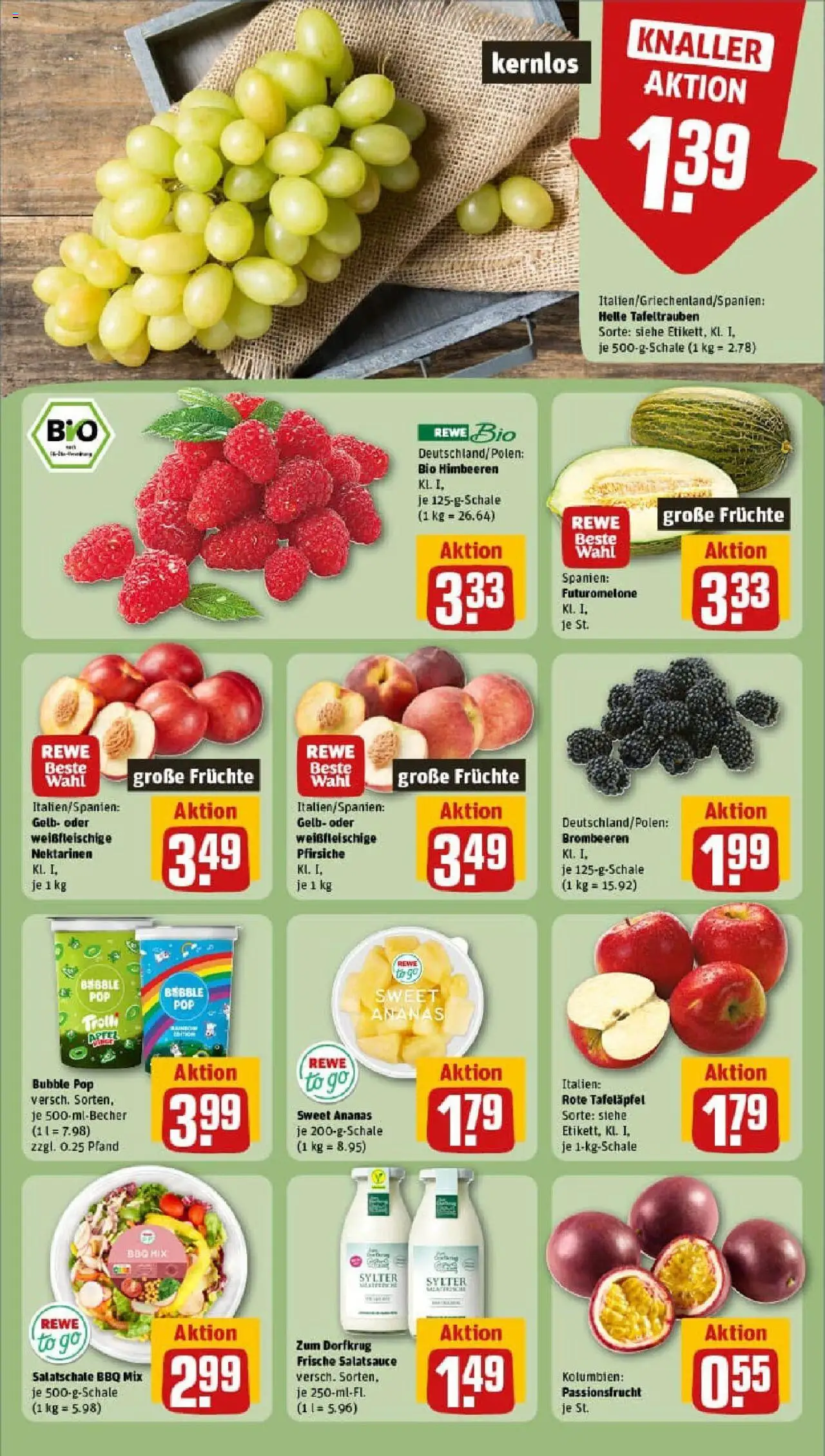 Rewe prospekt Hainburg / Klein-Krotzenburg	 – gültig ab 17.08.2025 | Seite: 6 | Produkte: Himbeeren, Nektarinen, Dressing, Ananas