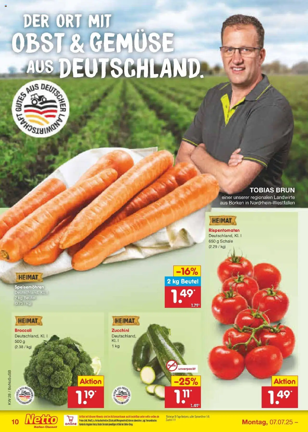 Netto Marken-Discount prospekt Herne	 - gültig ab dem 07.07.2025 | Seite: 12 | Produkte: Gemüse, Obst, Zucchini