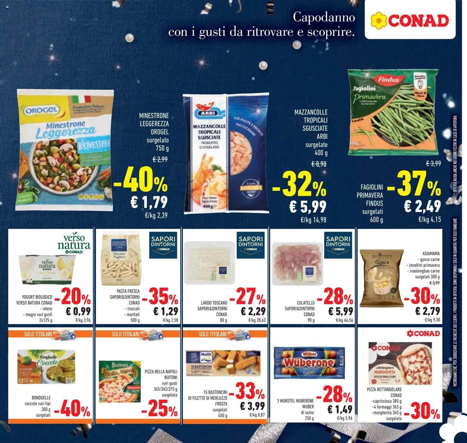 Volantino Conad del 27.12.2025 | Pagina: 23 | Prodotti: Minestrone, Yogurt, Suino, Pasta