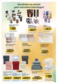 12.03.2026 tarihinden itibaren geçerli olan Migros kataloğu önizlemesi | Sayfa: 130 | Ürünler: Yastık, Battaniye, Banyo, TV