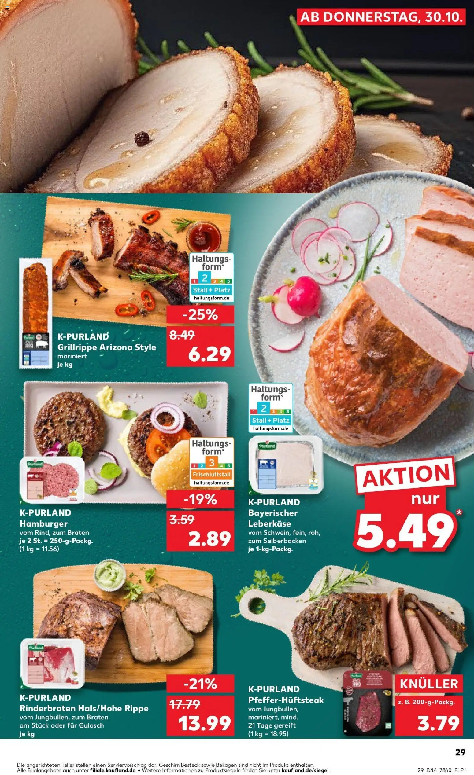 Kaufland prospekt Göppingen	 – gültig ab 30.10.2025 | Seite: 29 | Produkte: Rinderbraten, Gulasch, Steak, Leberkase