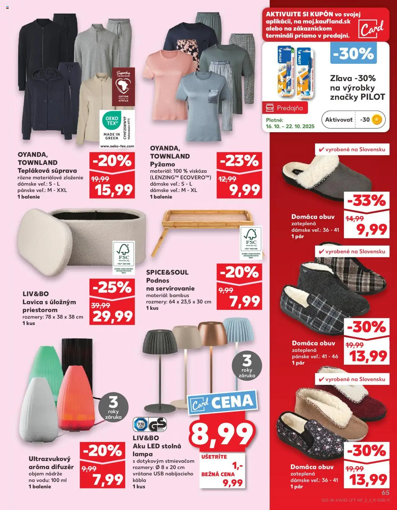 Nové Kaufland akcie – leták je platný od 16.10.2025 | Strana: 65 | Produkty: Difúzer, Lampa, Aroma difúzer, Stolná lampa