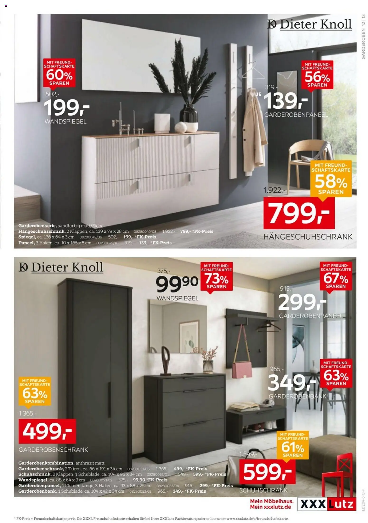 XXXLutz Aufbewahrung & Deko – gültig ab 29.03.2026 | Seite: 13 | Produkte: Wandspiegel, Garderobenschrank
