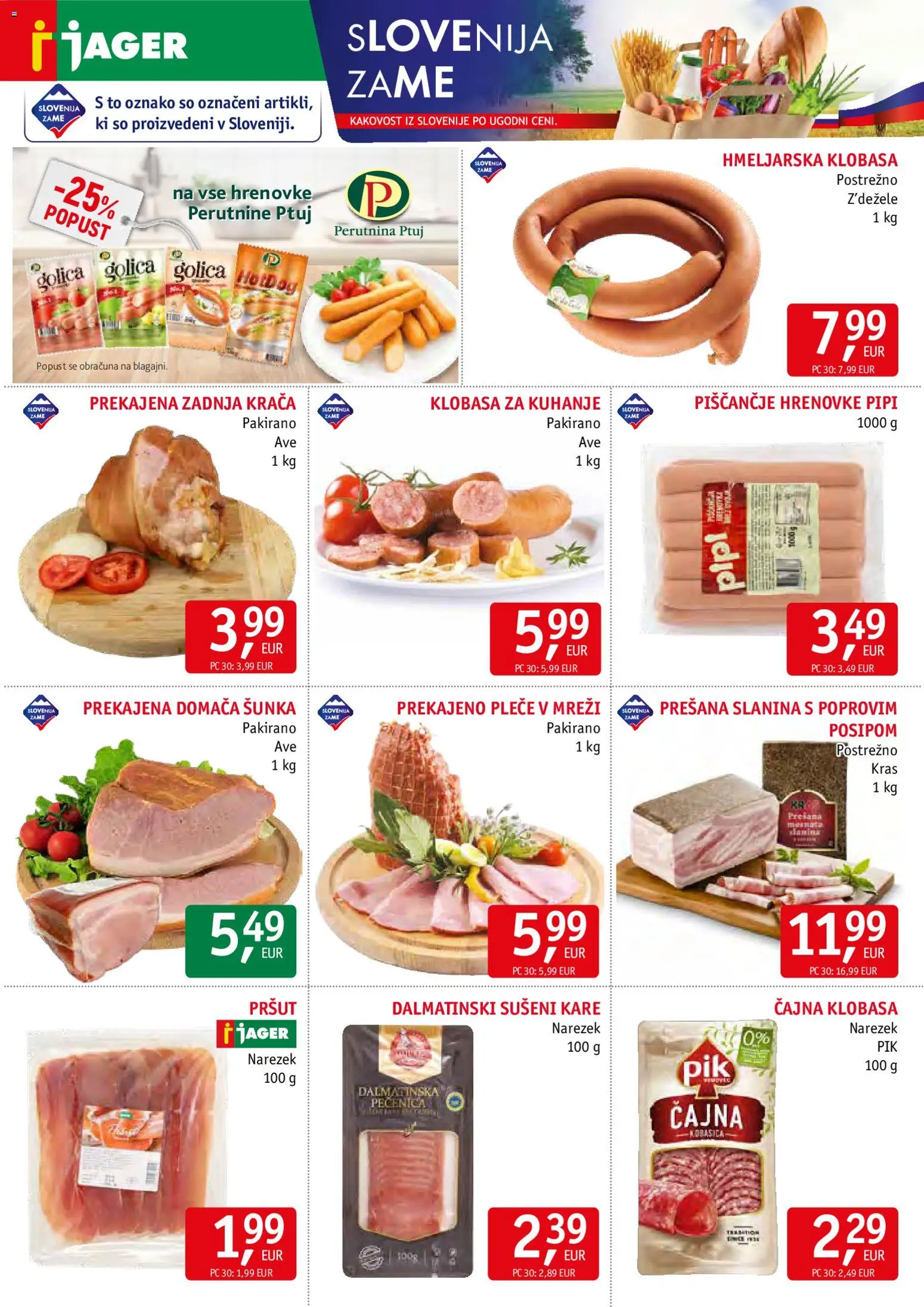 Novi Jager katalog ponudbe – veljaven od 25.02.2026 | Stran: 2 | Izdelki: Pršut, Narezek, Slanina, Sunka