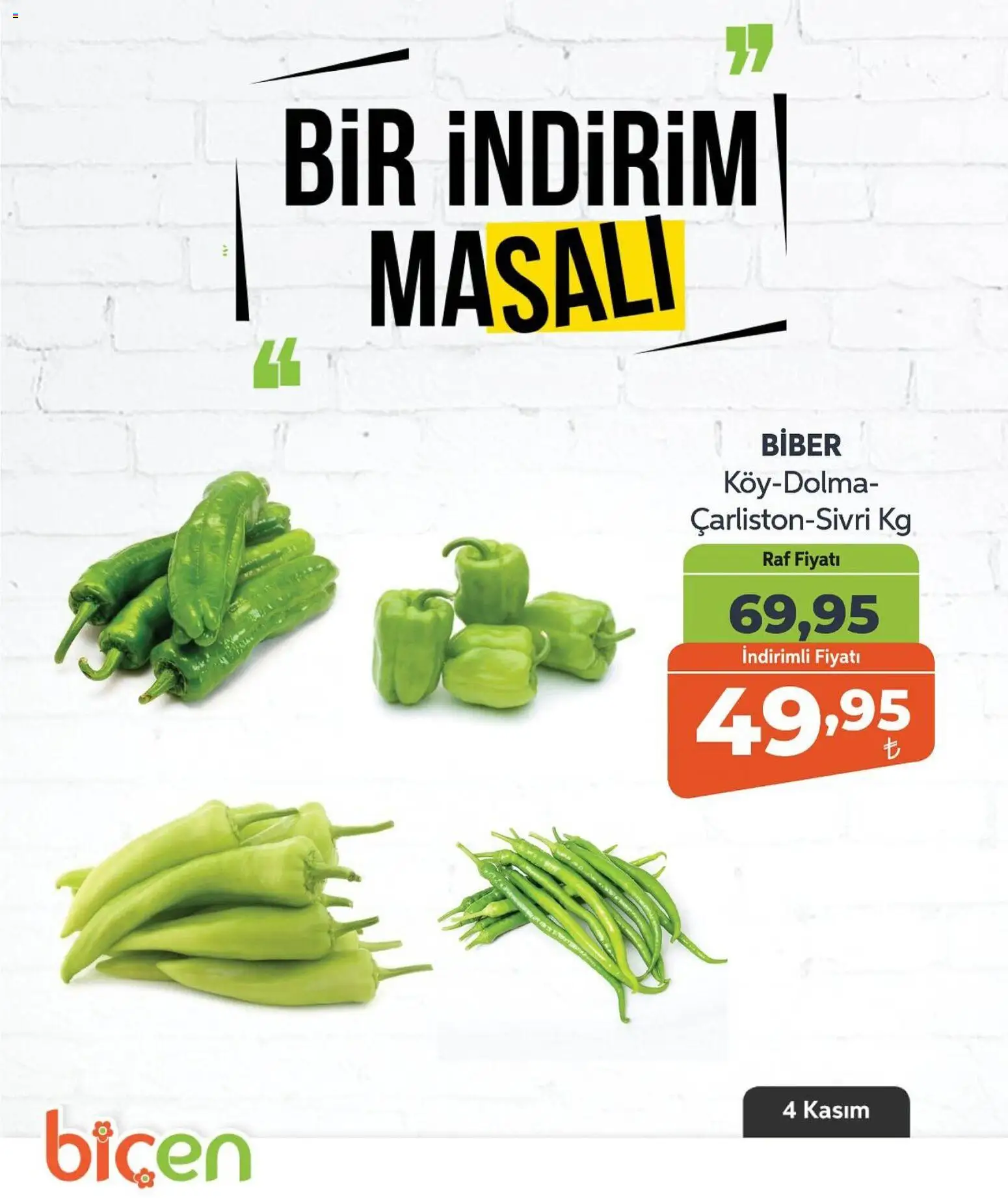 Biçen Market Bir İndirim MaSalı - 04.11.2025 tarihinden itibaren geçerlidir | Sayfa: 13 | Ürünler: Raf, Biber
