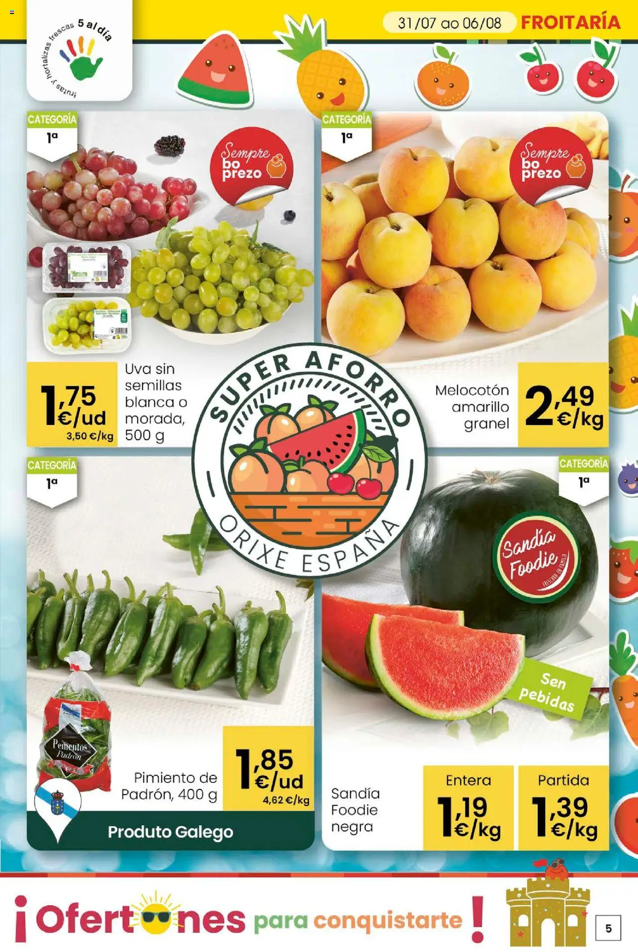 Eroski - Ofertons para conquistarte │ válido desde el 31.07.2025 | Página: 5 | Productos: Κάδος απορρυμάτων, Sandía