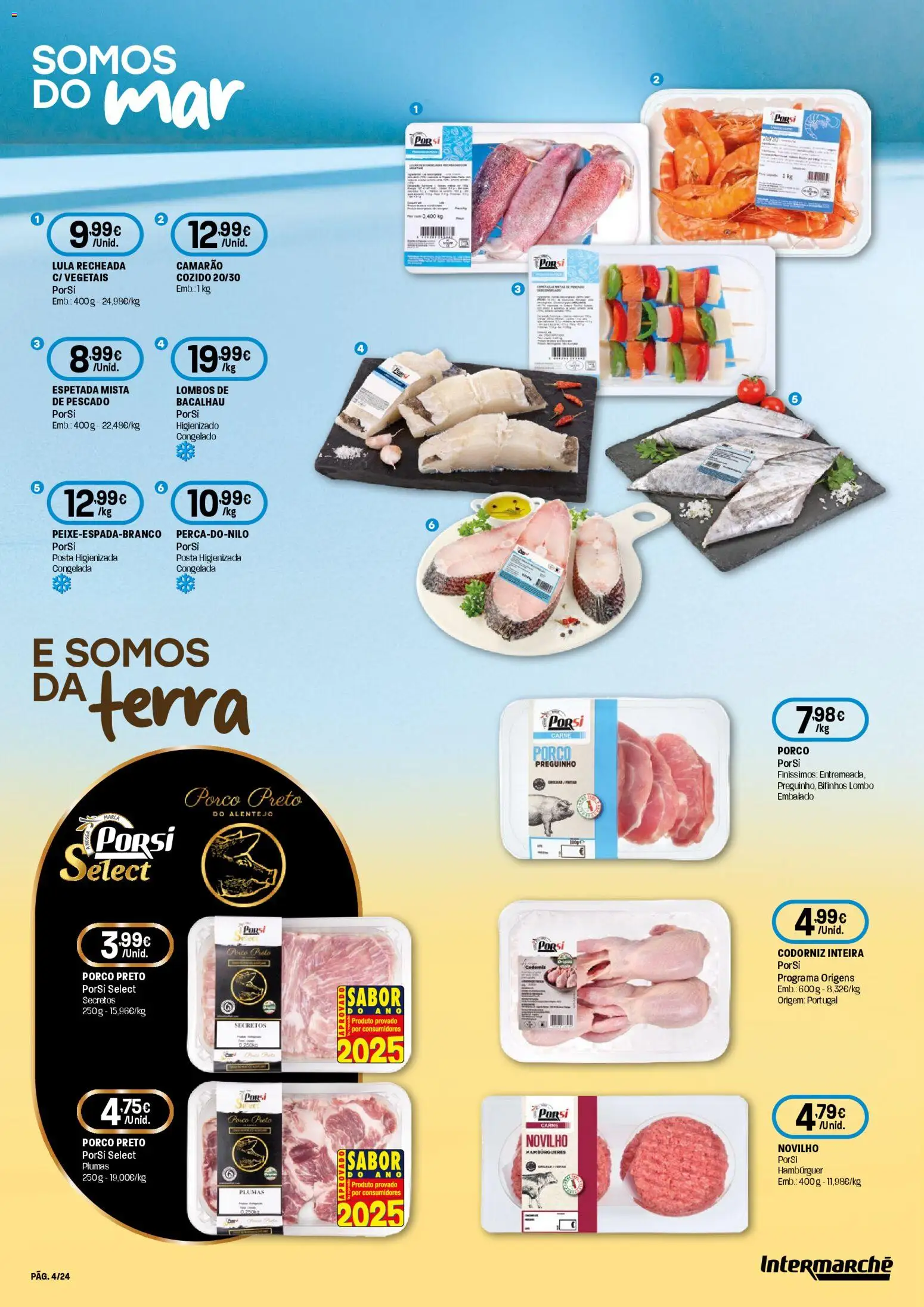 Intermarché folheto │ válido de 06.11.2025 | Página: 4 | Produtos: Bacalhau, Camarão, Lombo, Carne