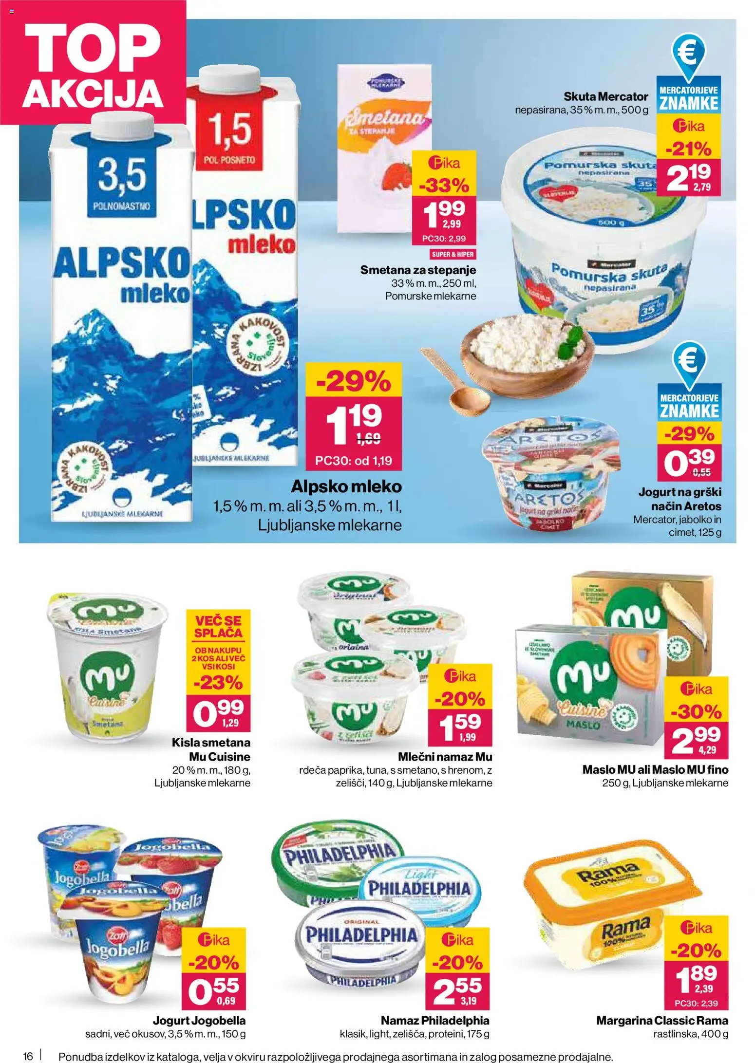 Novi Mercator katalog ponudbe – veljaven od 16.04.2026 | Stran: 16 | Izdelki: Margarina, Namaz, Kos, Mleko